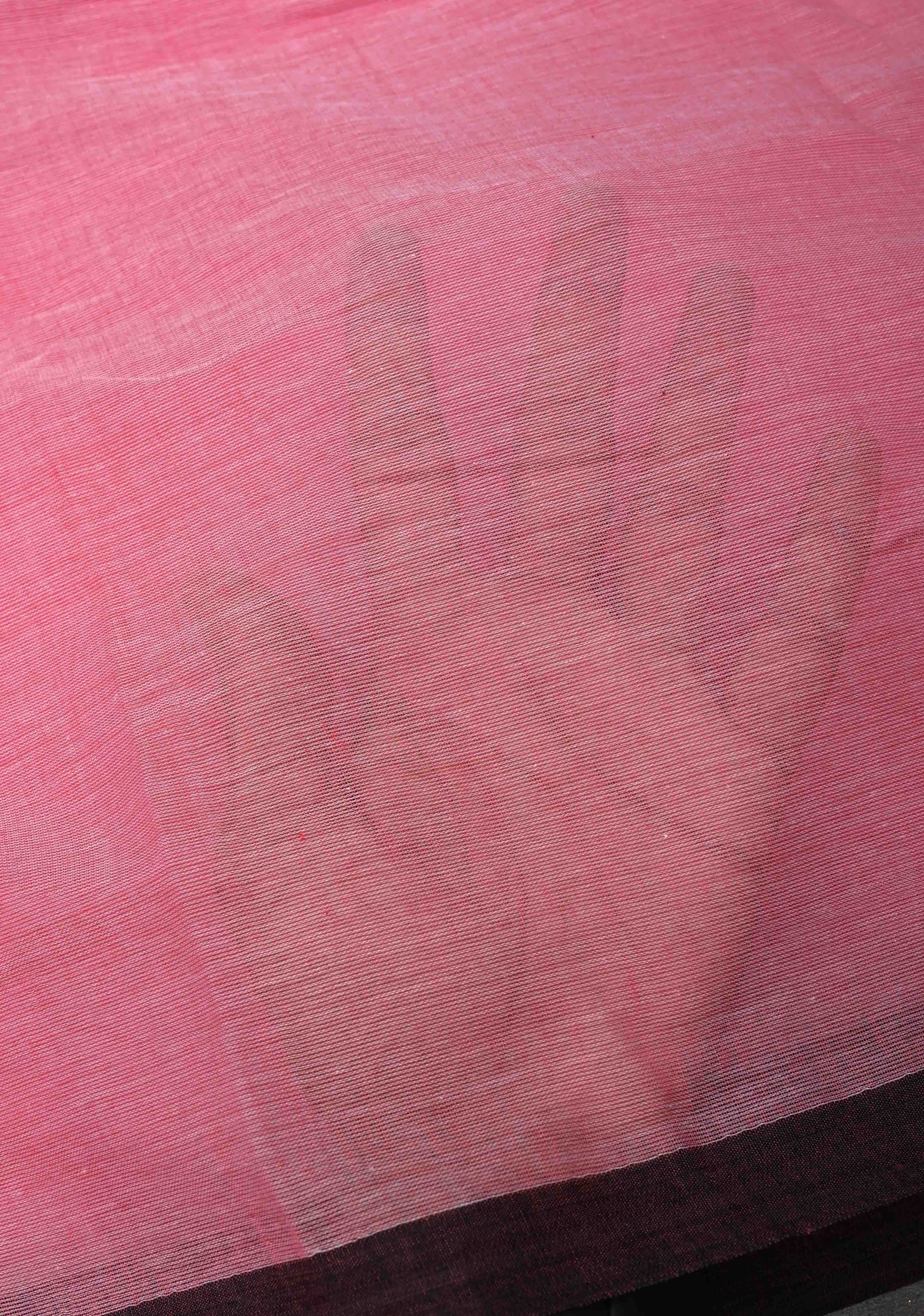Pink Mulmul Cotton Saree with Long tassels, No Blouse Piece | Shobitam