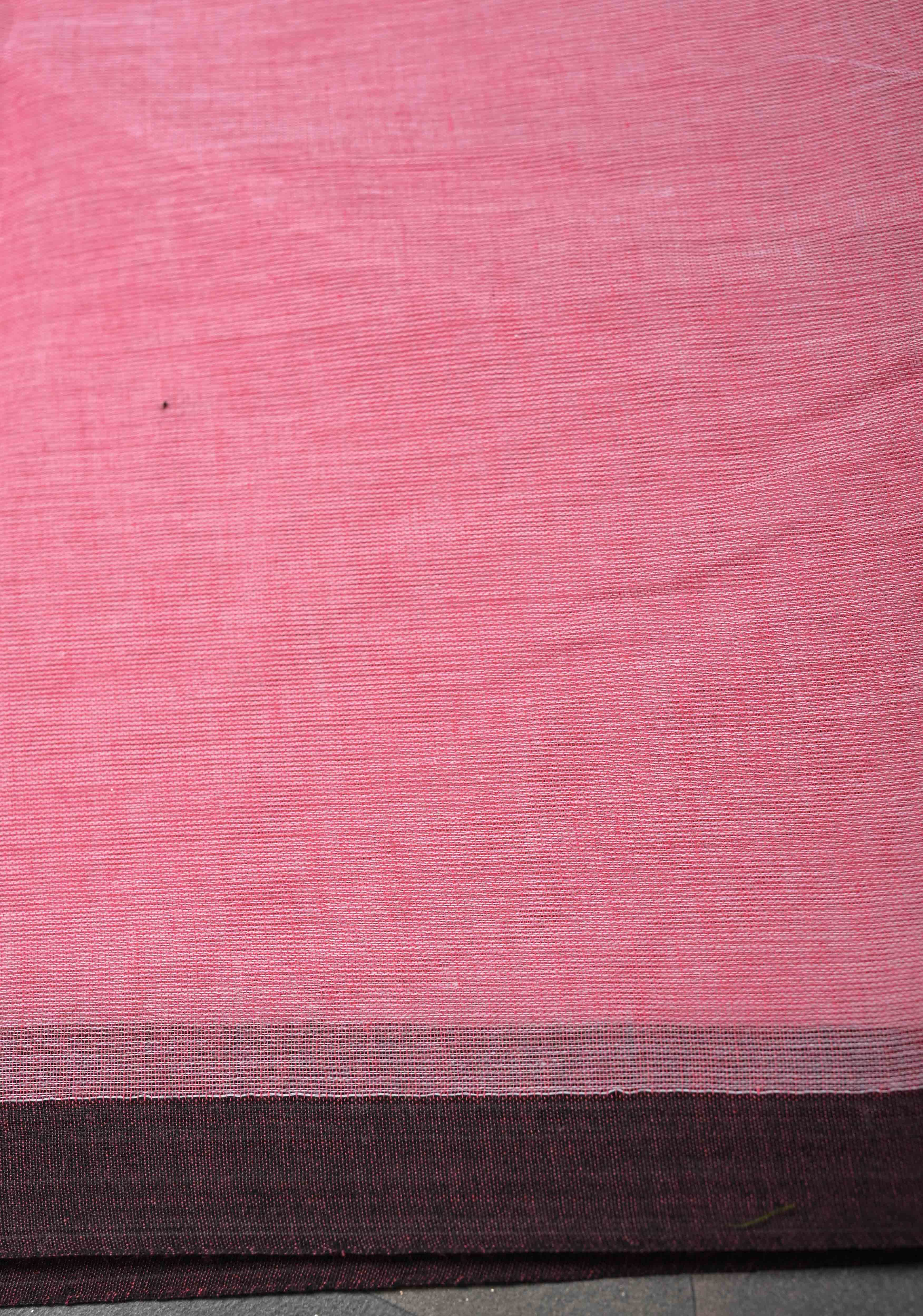 Pink Mulmul Cotton Saree with Long tassels, No Blouse Piece | Shobitam