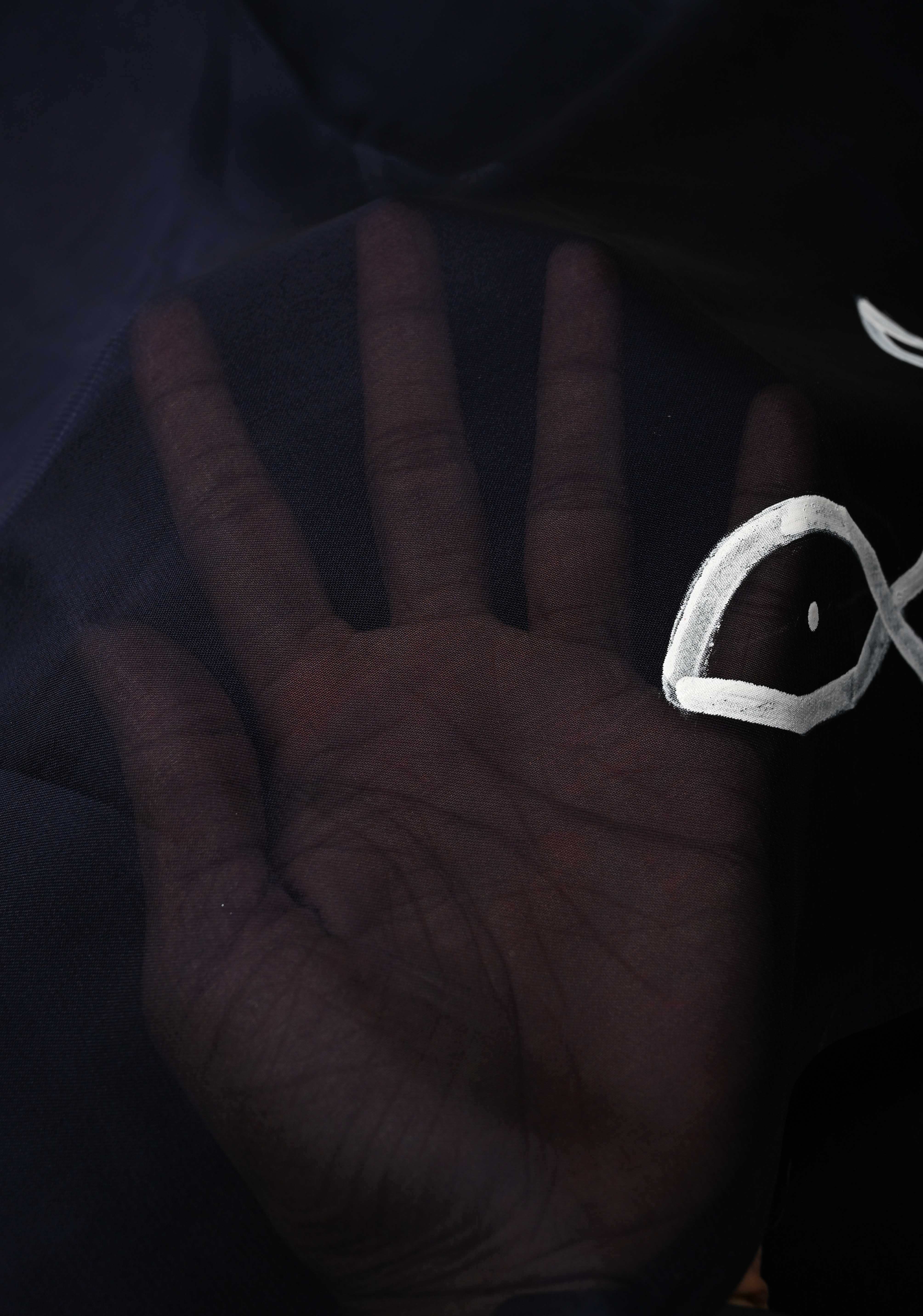 Deep Midnight Blue Shimmer Georgette Saree with Rangoli Hand Painted on Pallu , No Blouse Piece | Shobitam