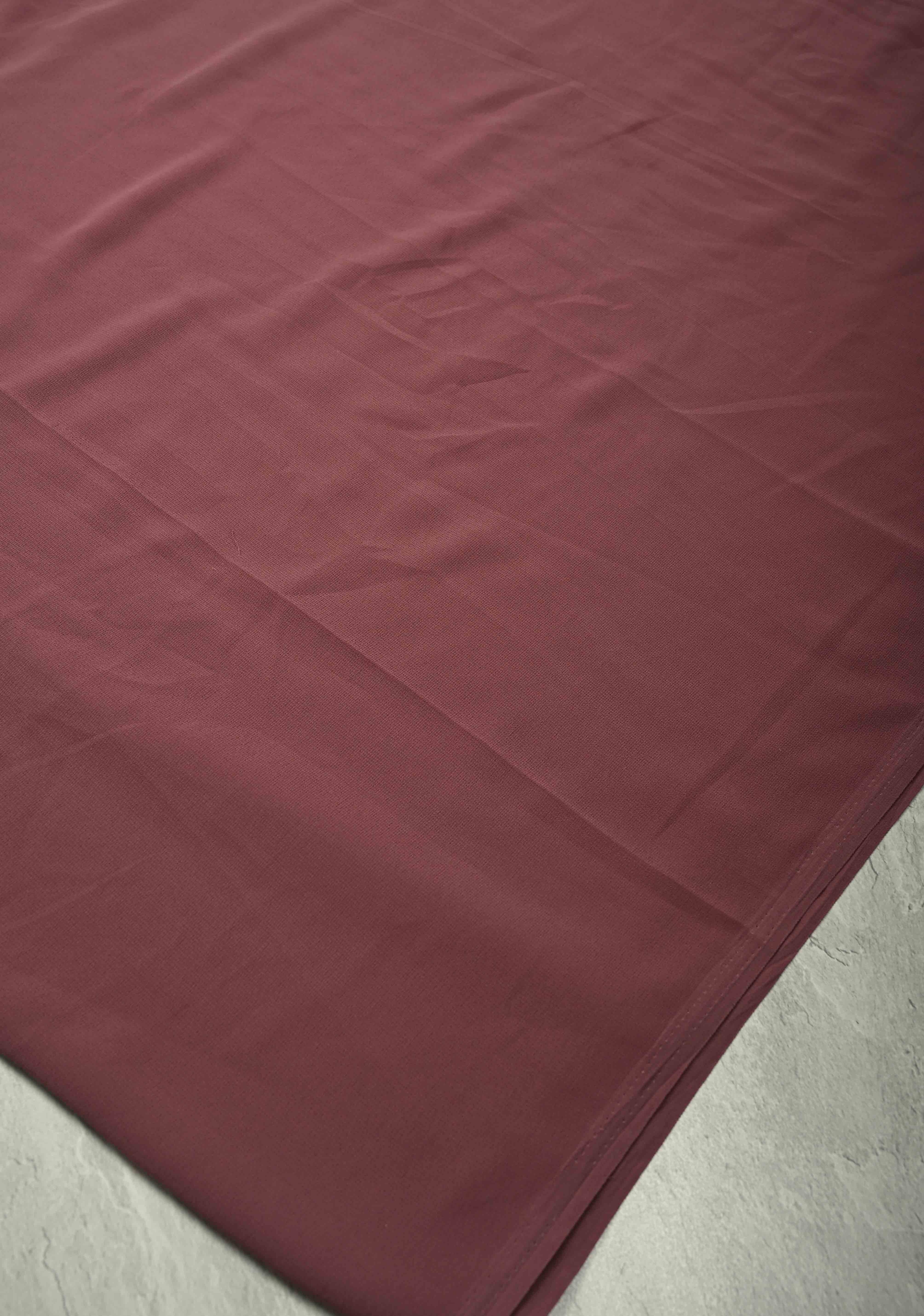 Dark Mauve Georgette Saree with Lotus Hand Painting on Pallu, No Blouse Piece | Shobitam