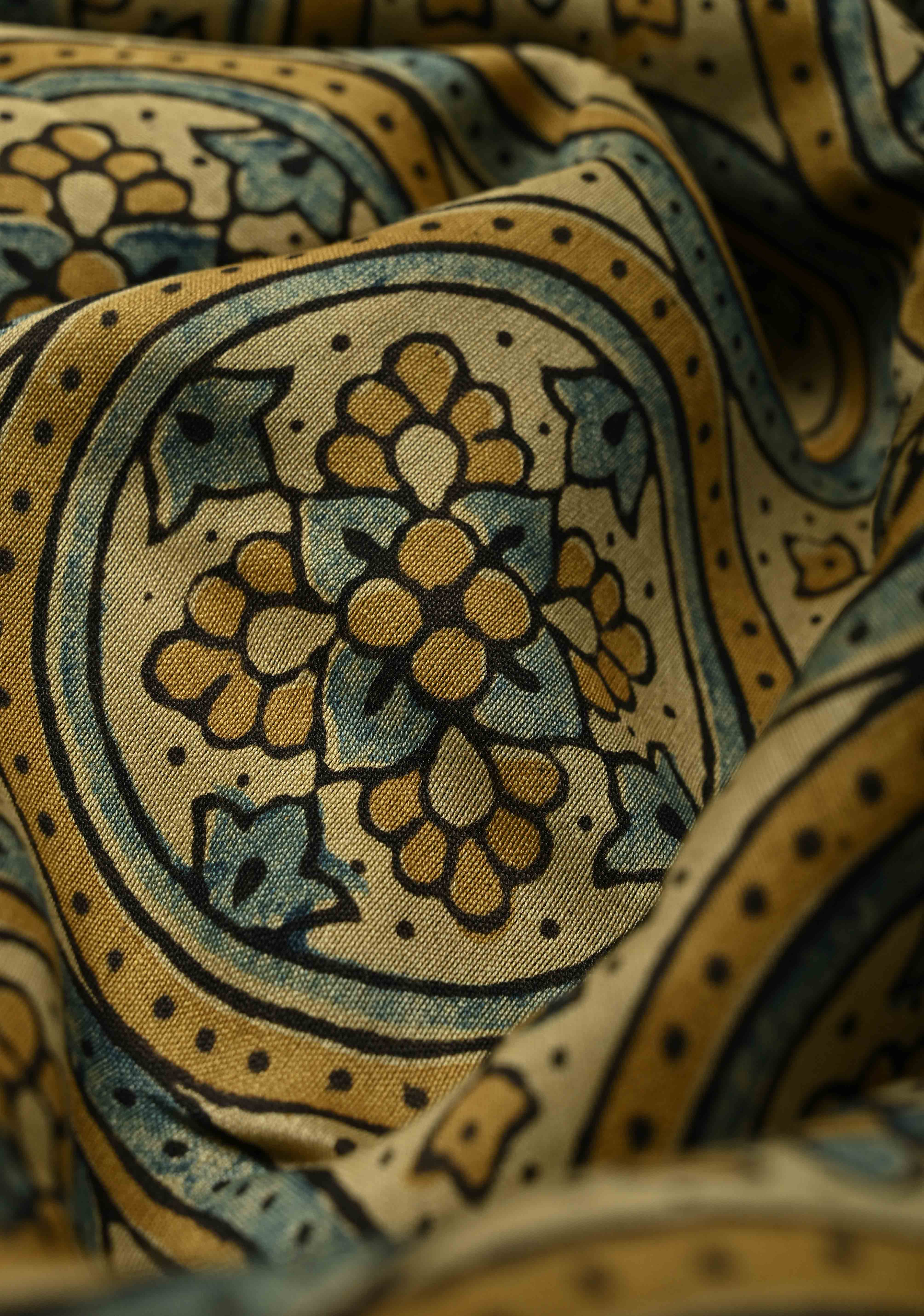 Light Orange Chanderi Silk Cotton Saree in with Bagru Hand Block Print and Minimal Zari Borders (Copy)