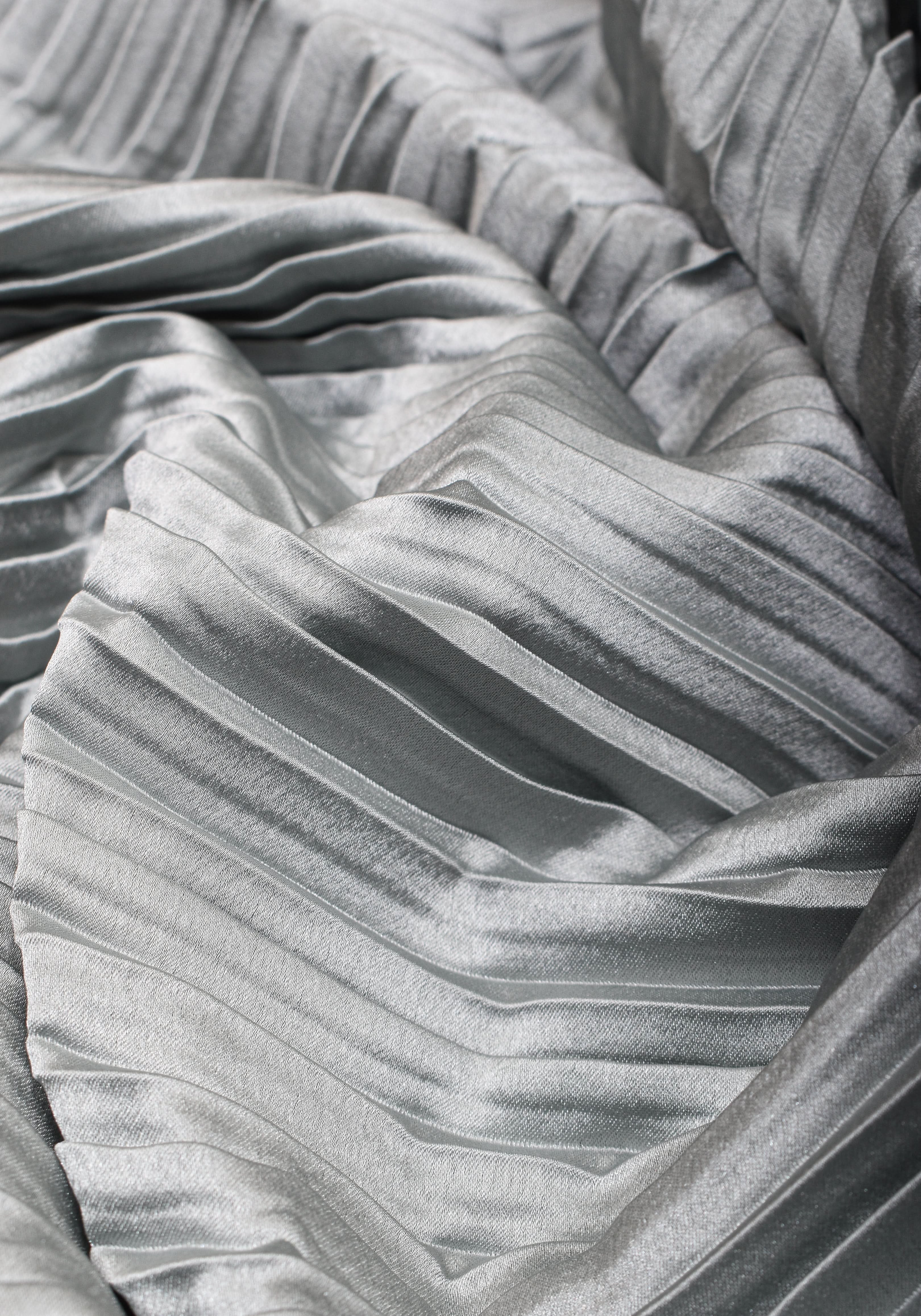 Pleated Satin Half and Half Saree in Silver Gray ,No Blouse Piece | Shobitam