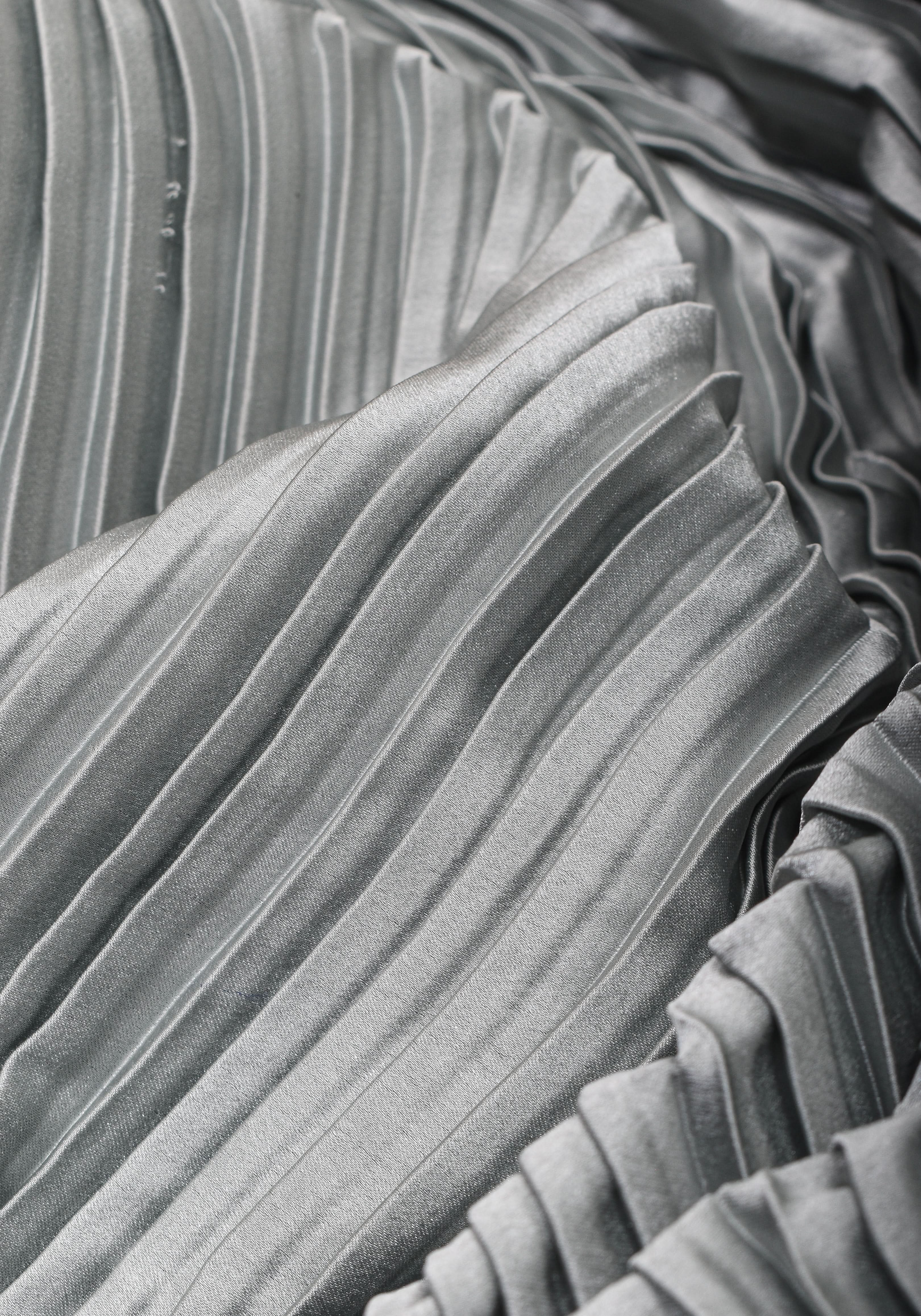 Pleated Satin Half and Half Saree in Silver Gray ,No Blouse Piece | Shobitam