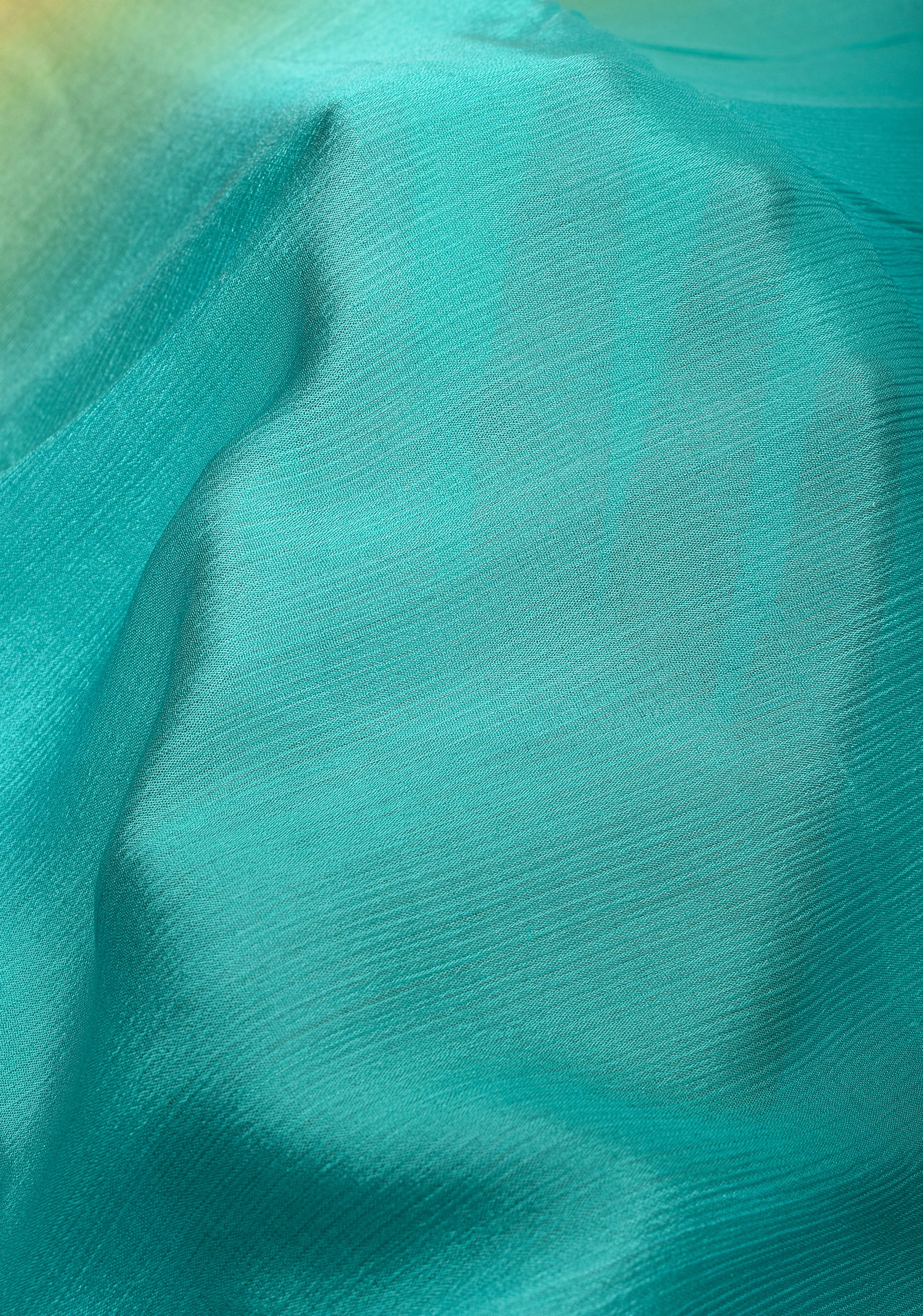 Ochre and Cyan Bollywood style ombré pure chiffon saree , No Blouse Piece | Shobitam