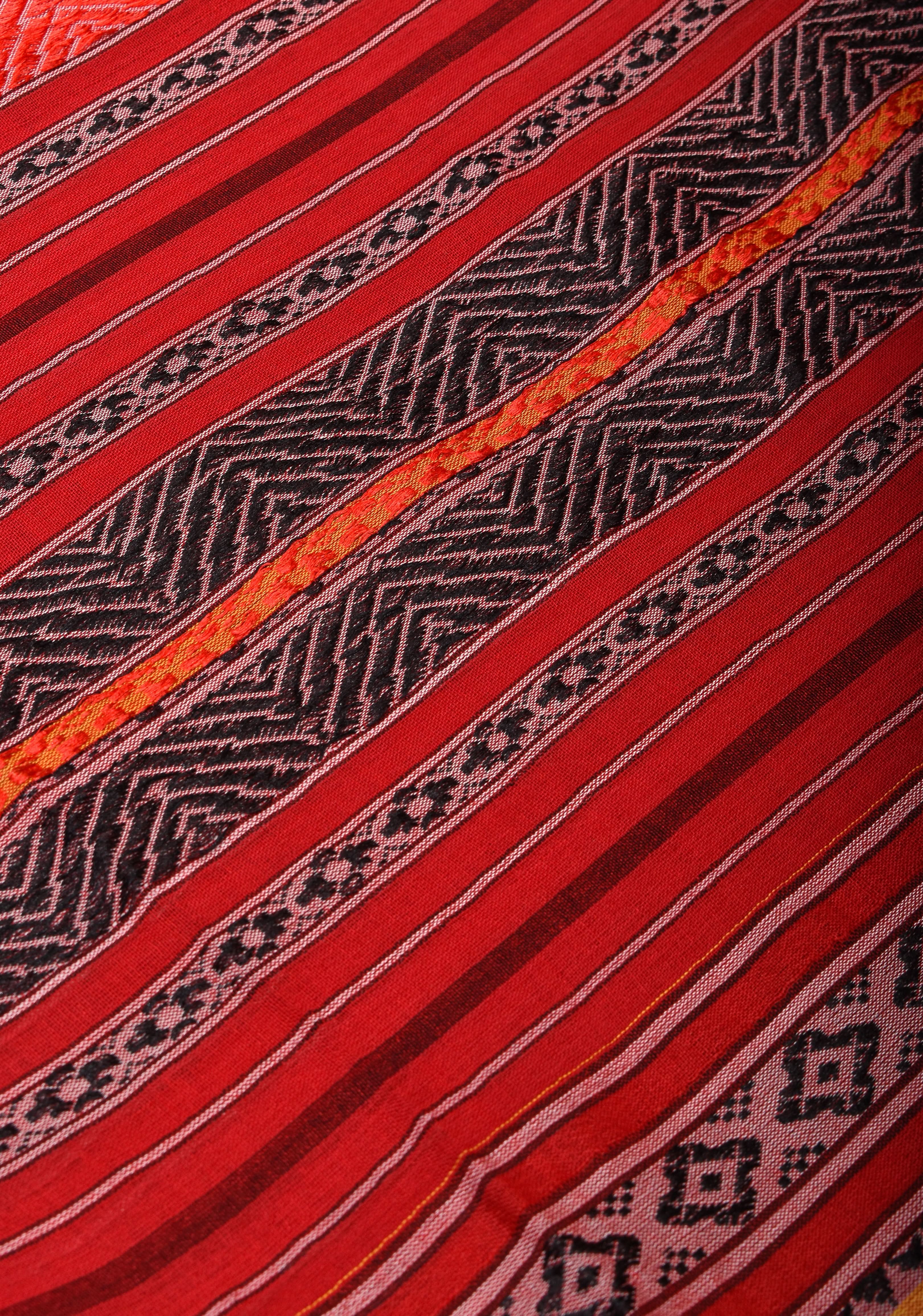 Red Bengal Cotton Saree with Multicolor weave stripes! | Shobitam