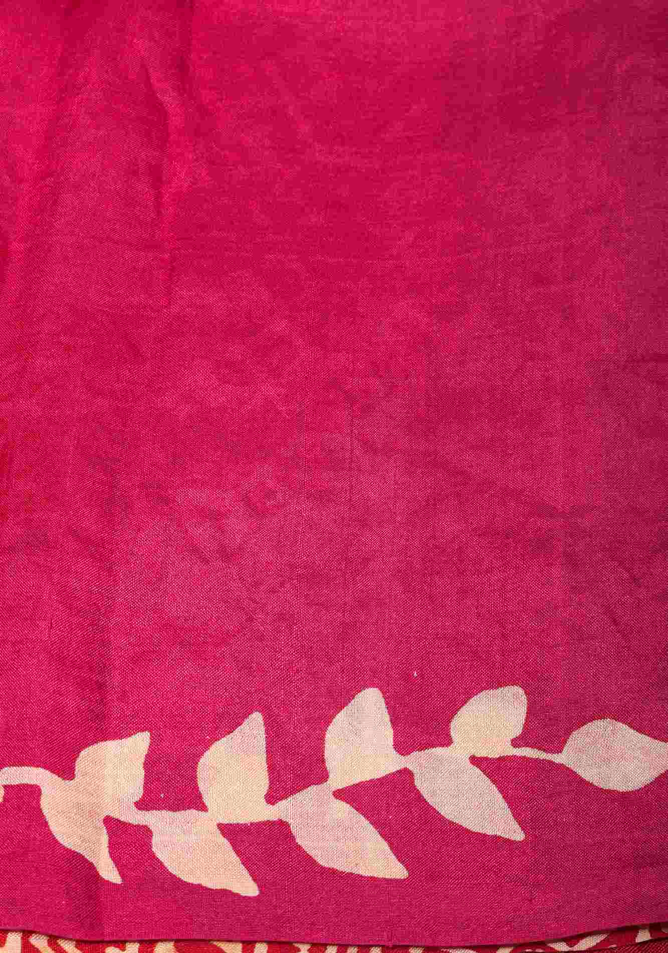 Pre drape Red ombre mandala motifs cut work Tussar Silk Saree | CERTIFIED SILK