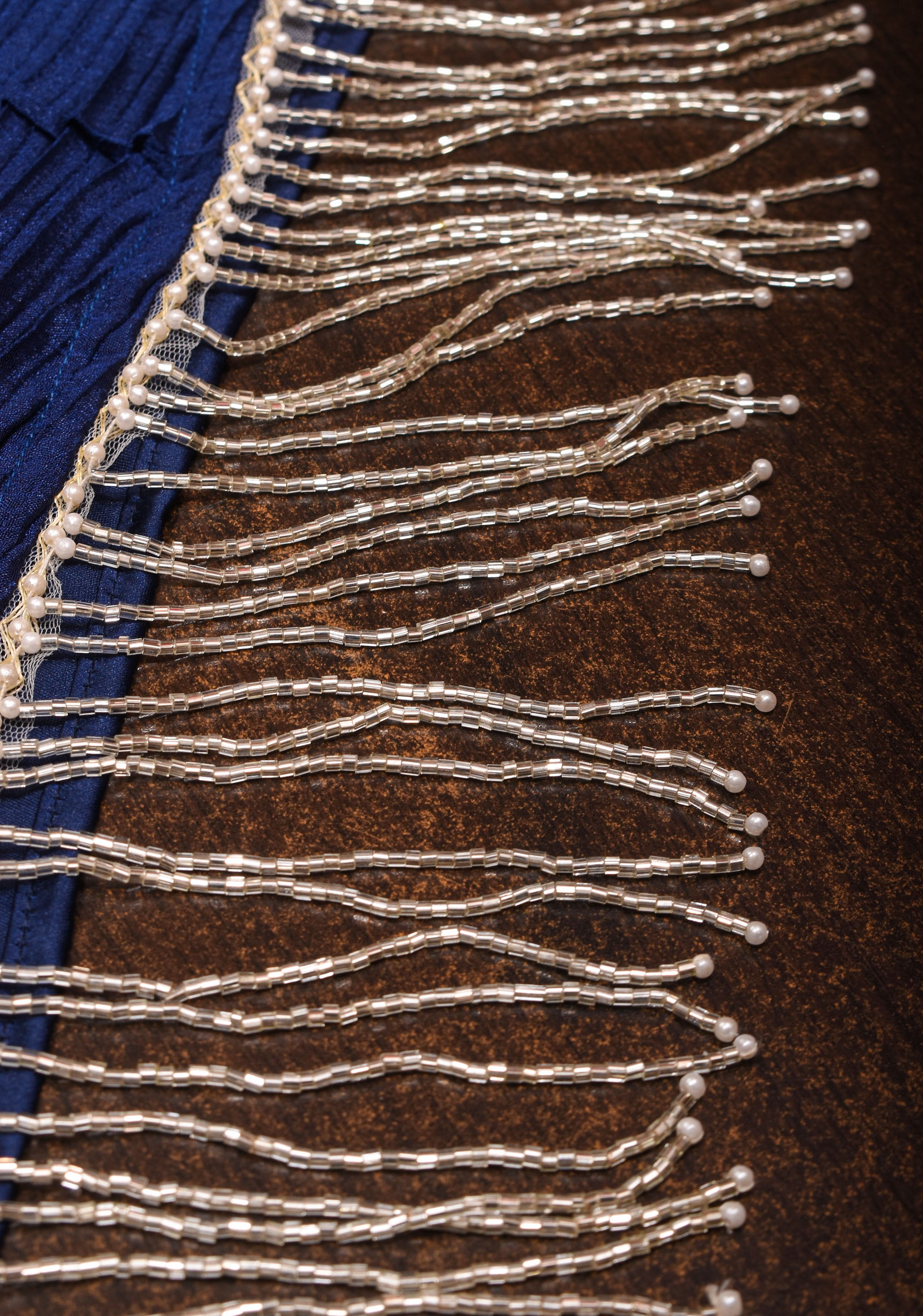 Contemporary shaded Satin pleated half and half saree in Shades of Blue, No Blouse piece | Shobitam