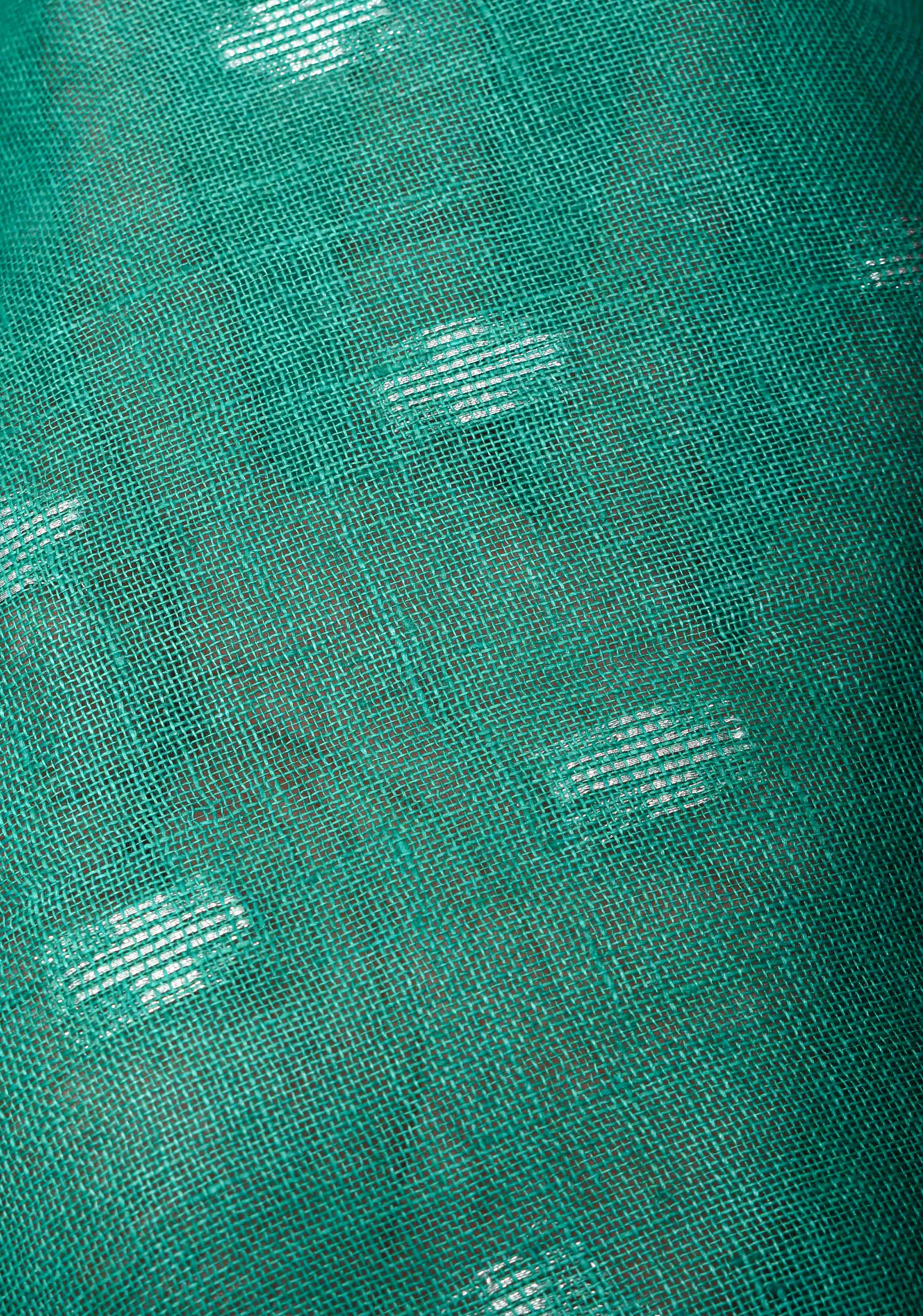 Light Teal Linen by Linen Saree with Temple Zari Border | Shobitam