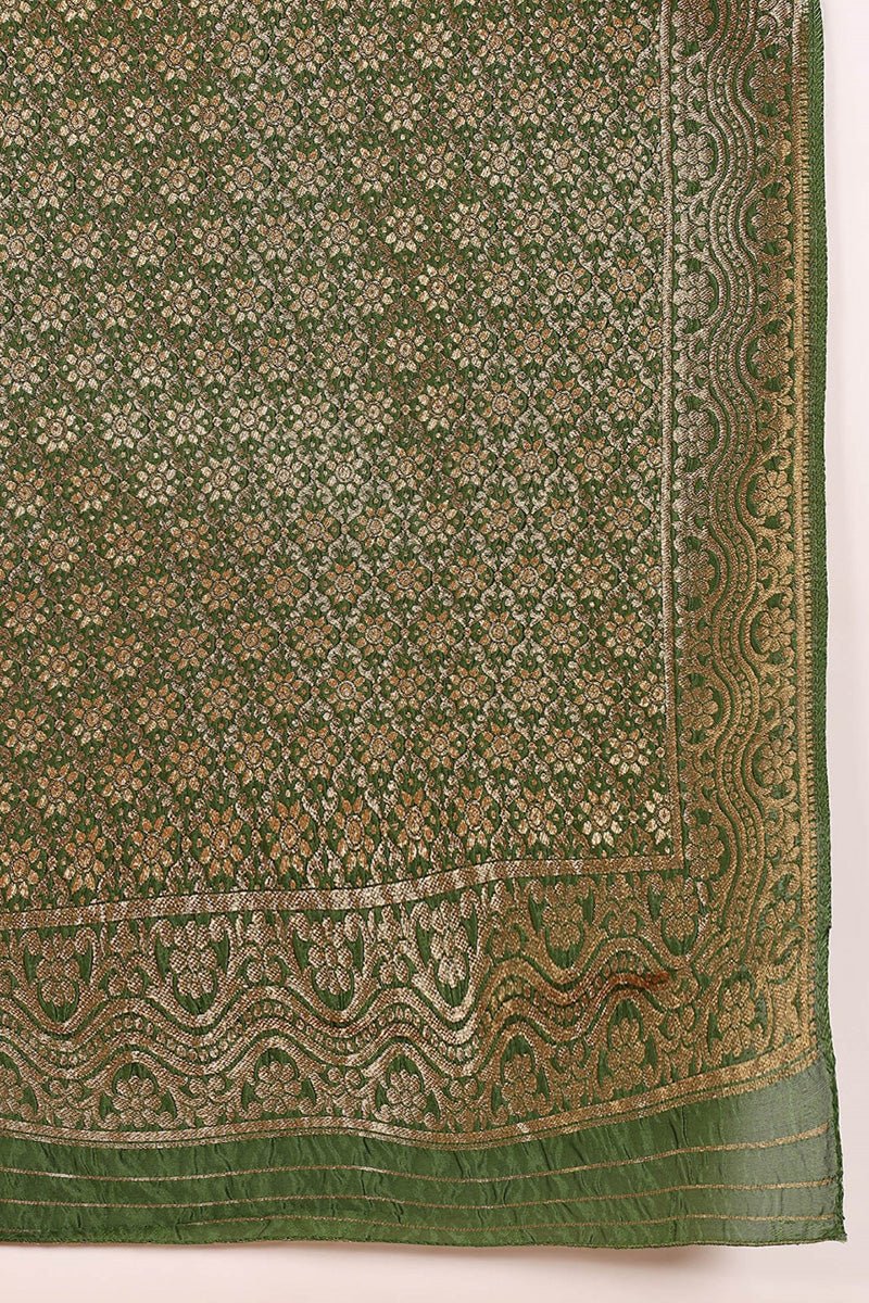 Green Poly Silk Solid Straight Suit Set | SHOBITAM