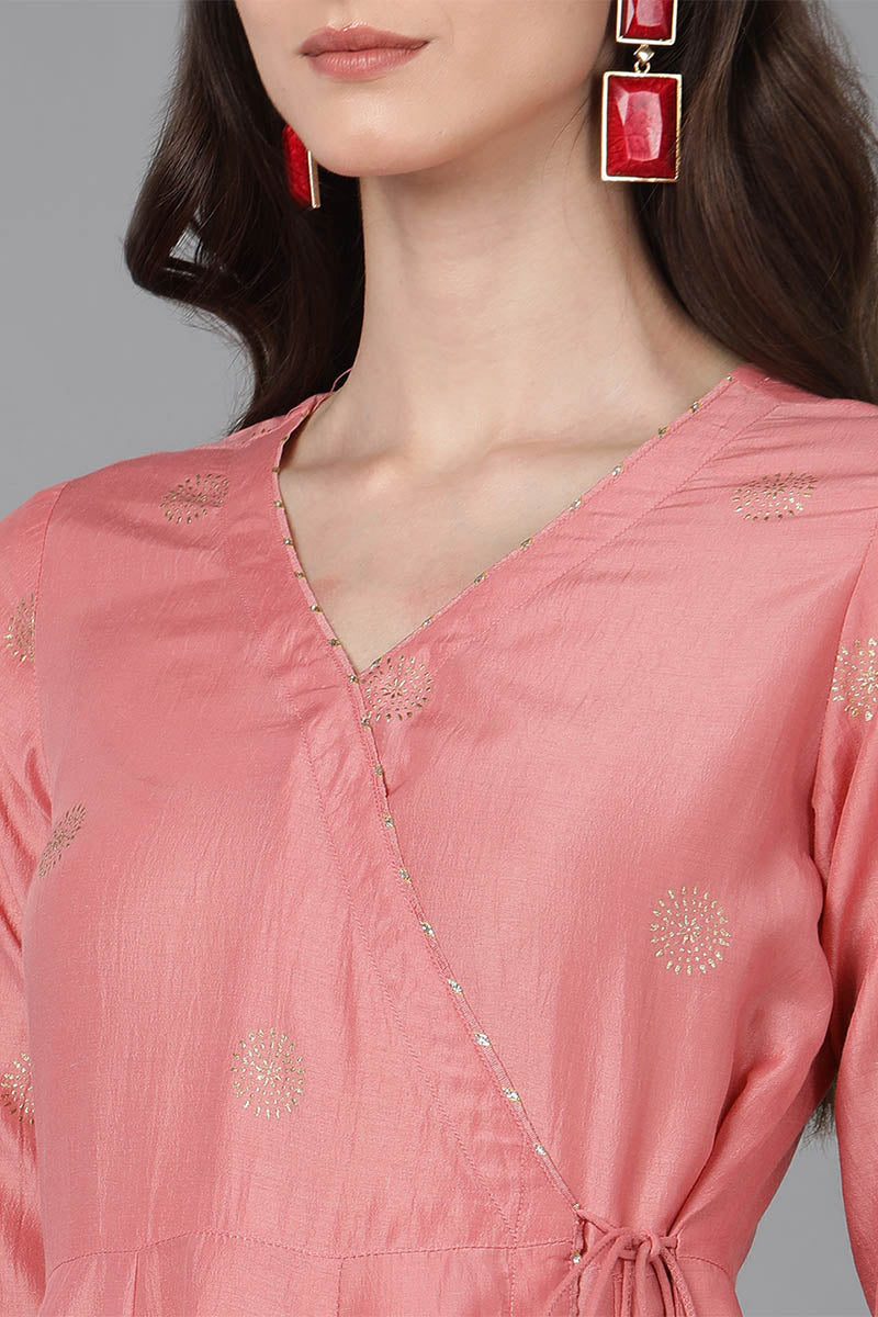 Pink Poly Silk Solid Solid Kurta Trousers With Dupatta | SHOBITAM