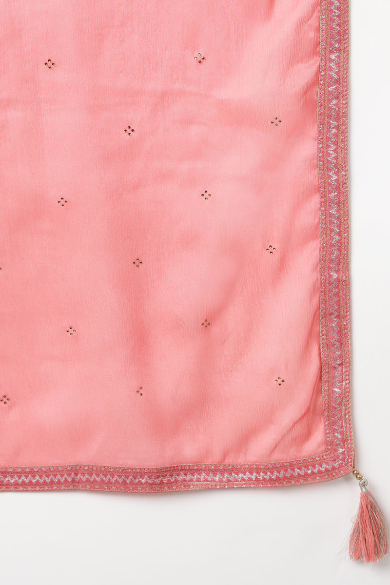 Pink Silk Blend Bandhani Printed Straight Suit Set | SHOBITAM