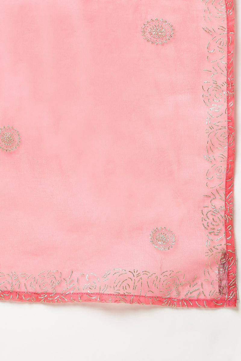 Pink Silk Blend Straight Kurta Pant With Dupatta  | SHOBITAM