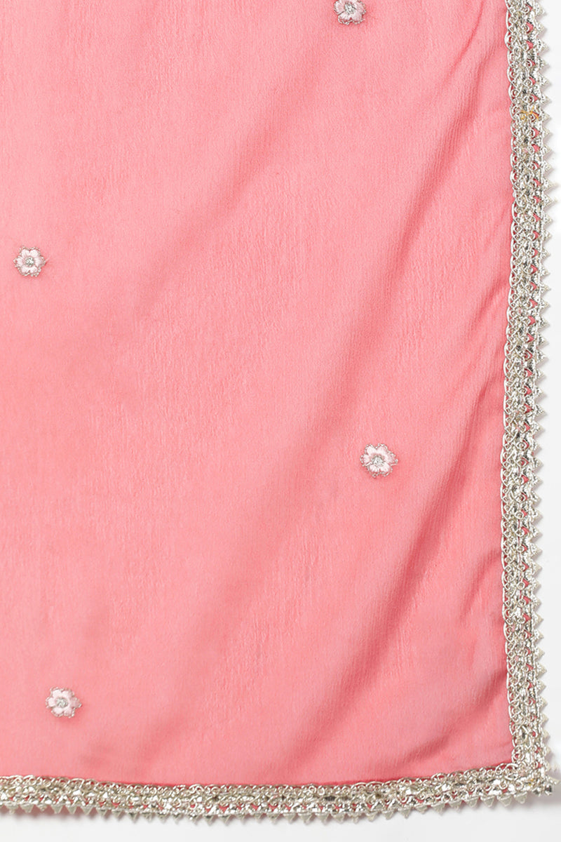 Silk Blend Blush Pink Straight Kurta Pant With Dupatta | SHOBITAM
