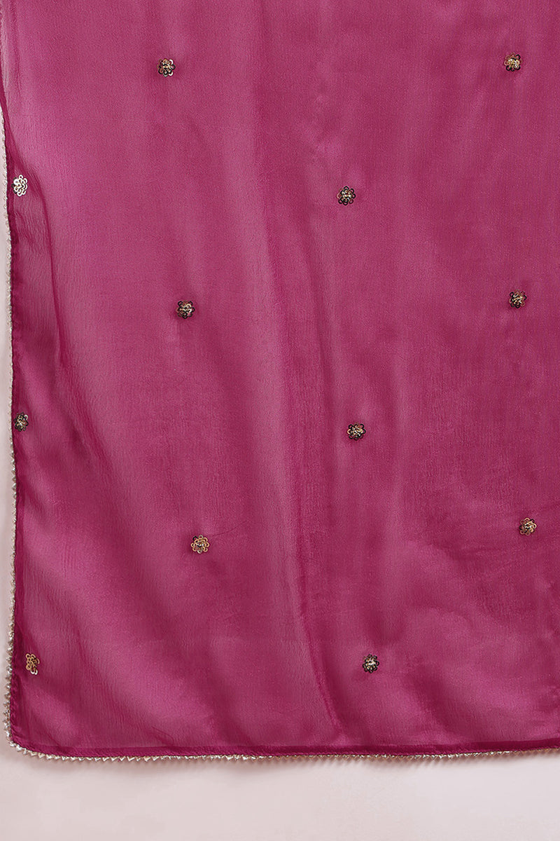 Magenta Pink Silk Blend Embroidered Anarkali Suit Set | SHOBITAM
