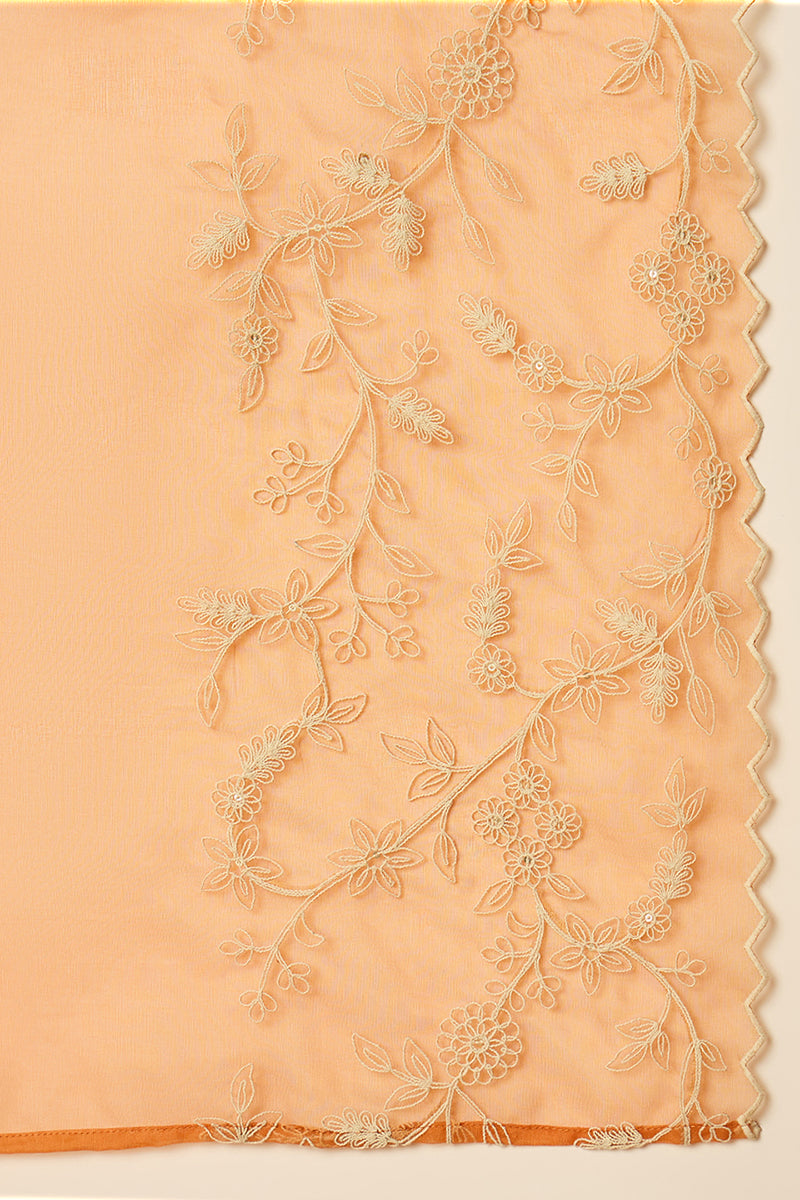 Orange Silk Blend Solid Embroidered Flared Suit Set | SHOBITAM