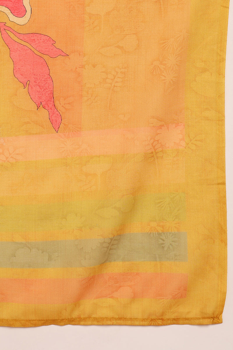 Mustard Yellow Rayon Blend Floral Printed Straight Suit Set | SHOBITAM