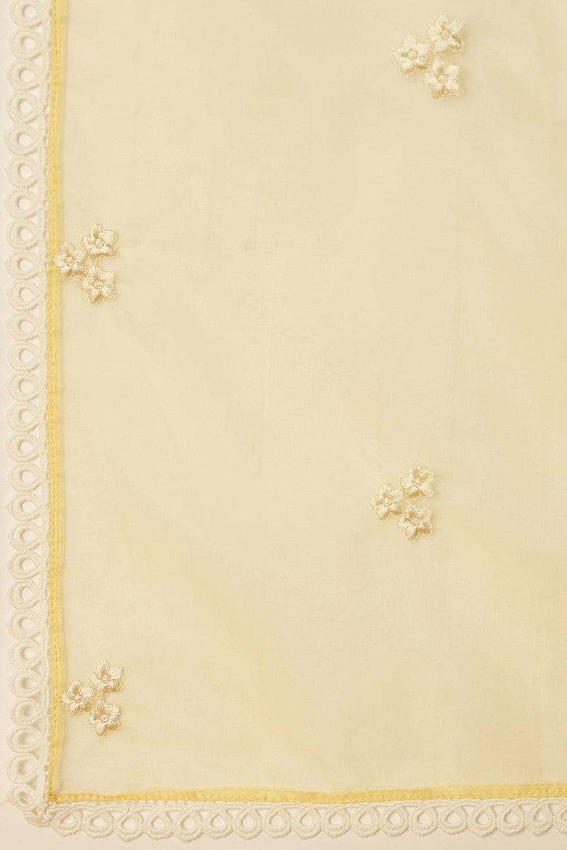Yellow Organza Solid Embroidered A-Line Dhoti Bottom Suit Set | SHOBITAM