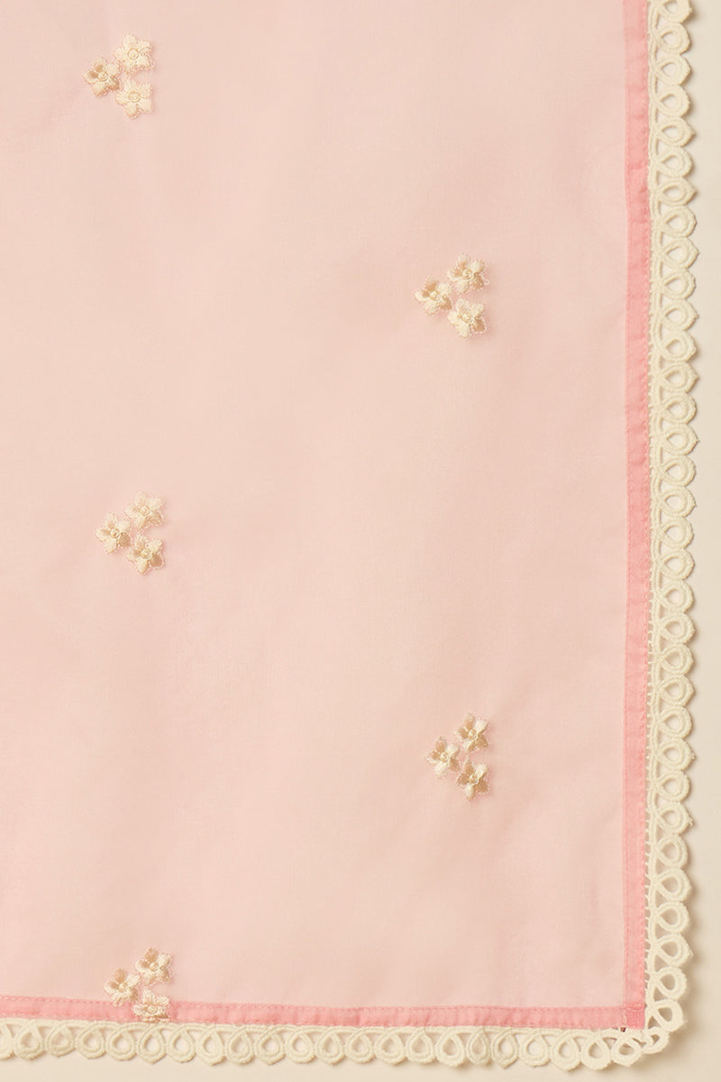 Pink Organza Solid Embroidered A-Line Dhoti Style Suit Set | SHOBITAM