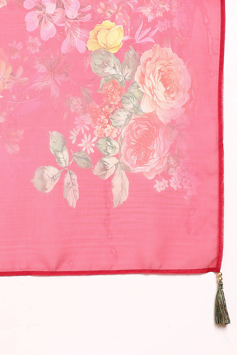 Rani Pink Silk Blend Solid Embroidered Straight Trouser Bottom Suit Set | SHOBITAM