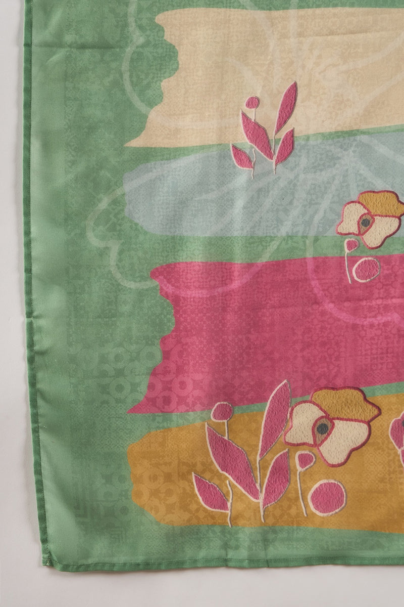 Green Rayon Blend Floral Printed Straight Trouser Bottom Suit Set | SHOBITAM