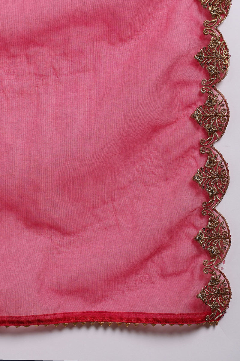 Pink Silk Blend Solid Embroidered Anarkali Suit Set With Trouser Style Bottom | SHOBITAM
