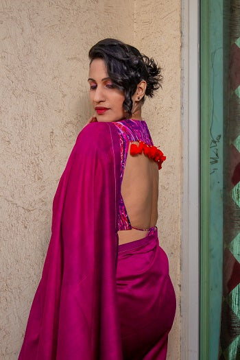 Aarya - Handloom Wine Colour Cotton Saree | shobitam