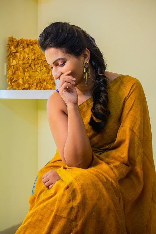 My Mustard Glow - Cotton Saree | shobitam