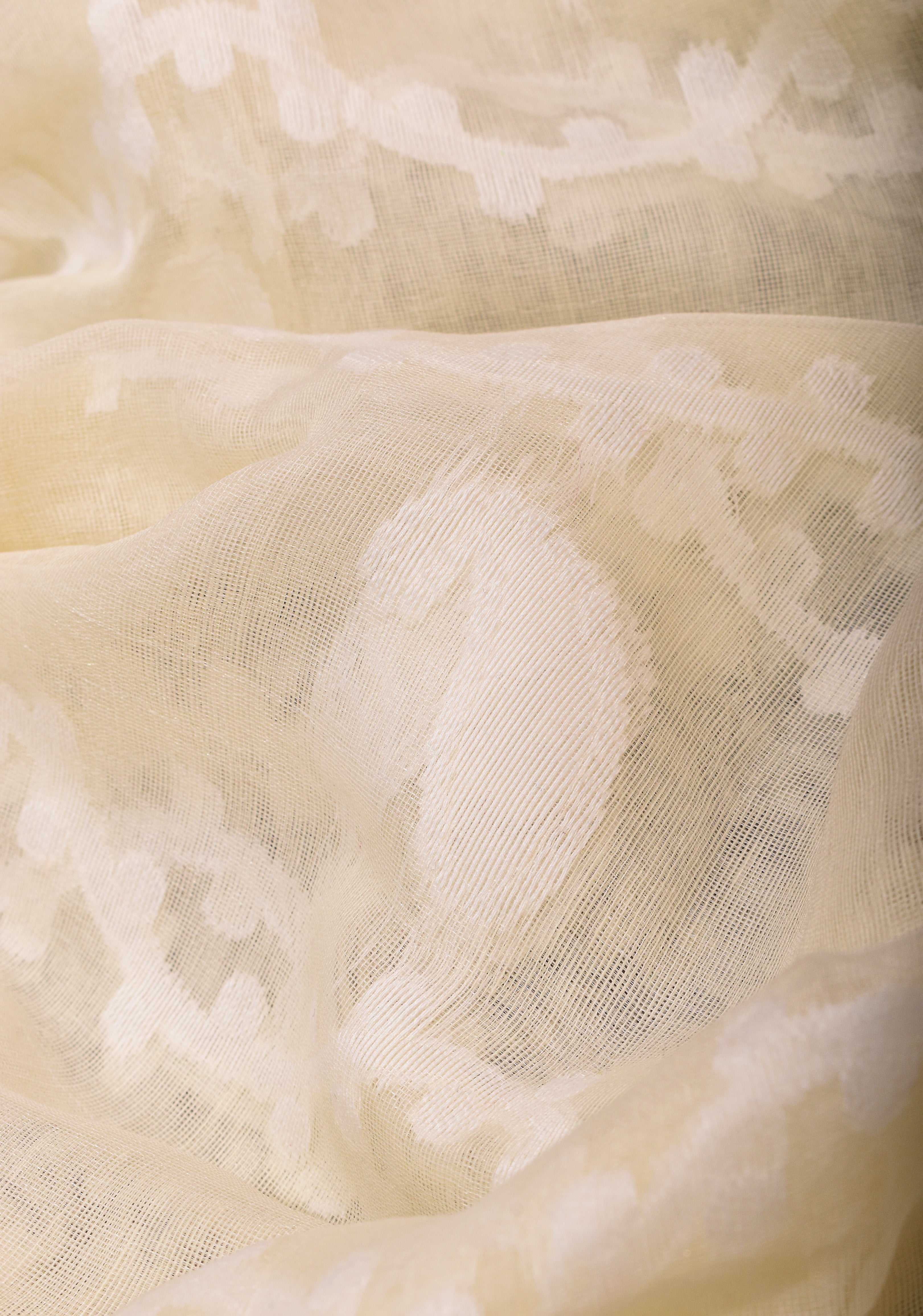 Cream Bengal Cotton saree with Jamdani style (No Blouse Piece) | Shobitam