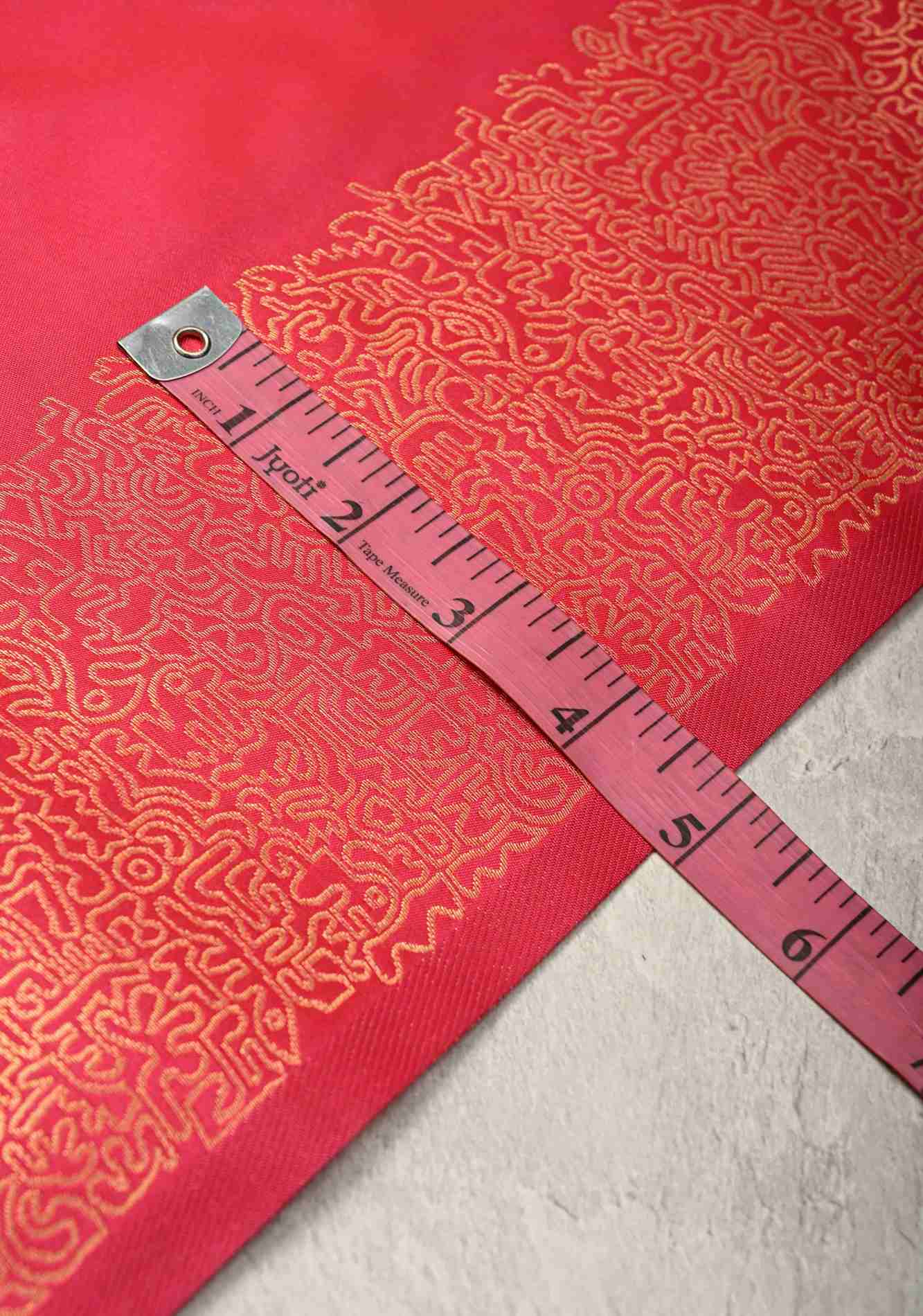 Hot Pink Kanchi Semi Silk Saree with Geometric Buttas and Abstract Zari Border Pre stitch saree