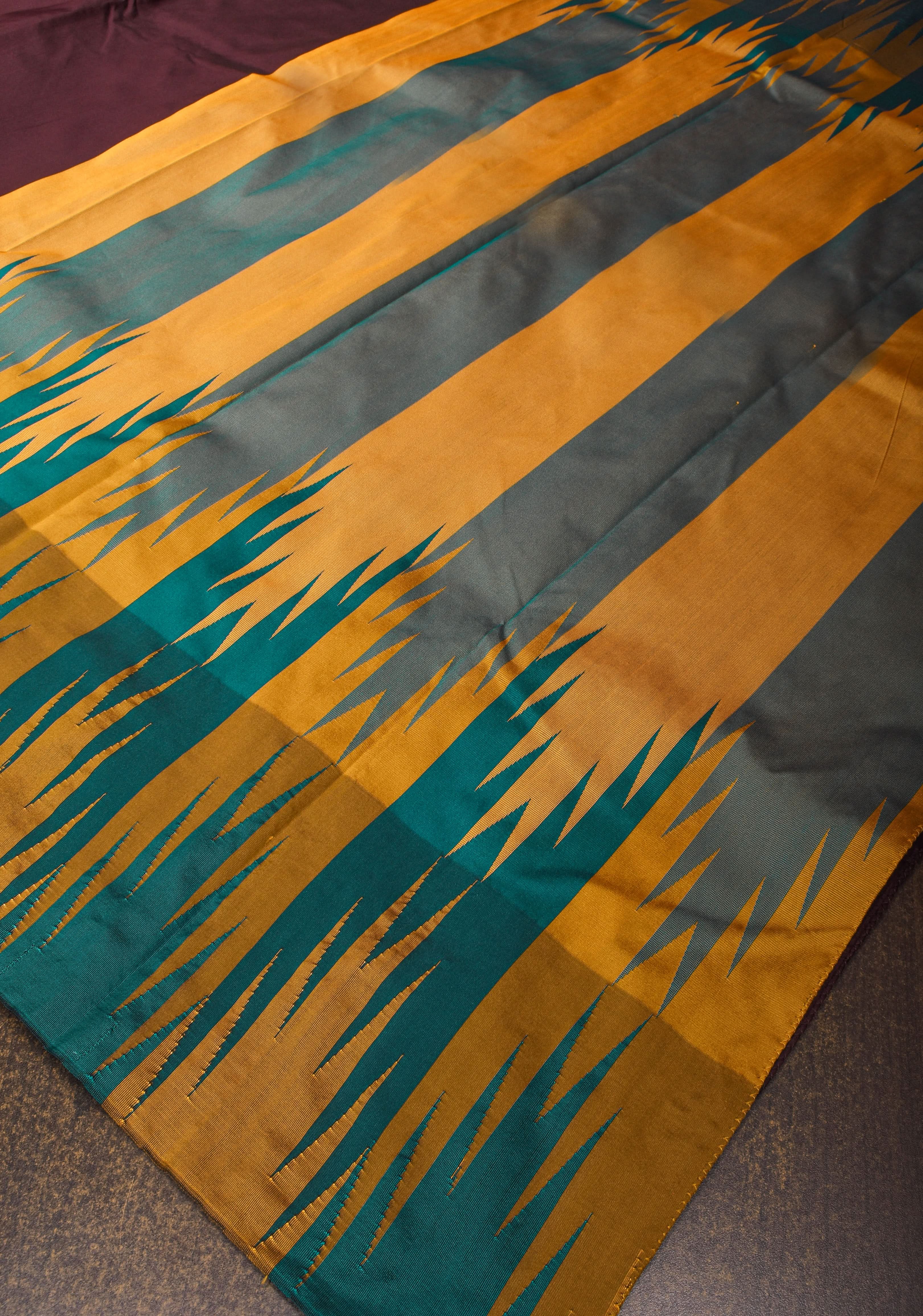 Brown Art Silk Saree with Two Color Temple Border | Shobitam
