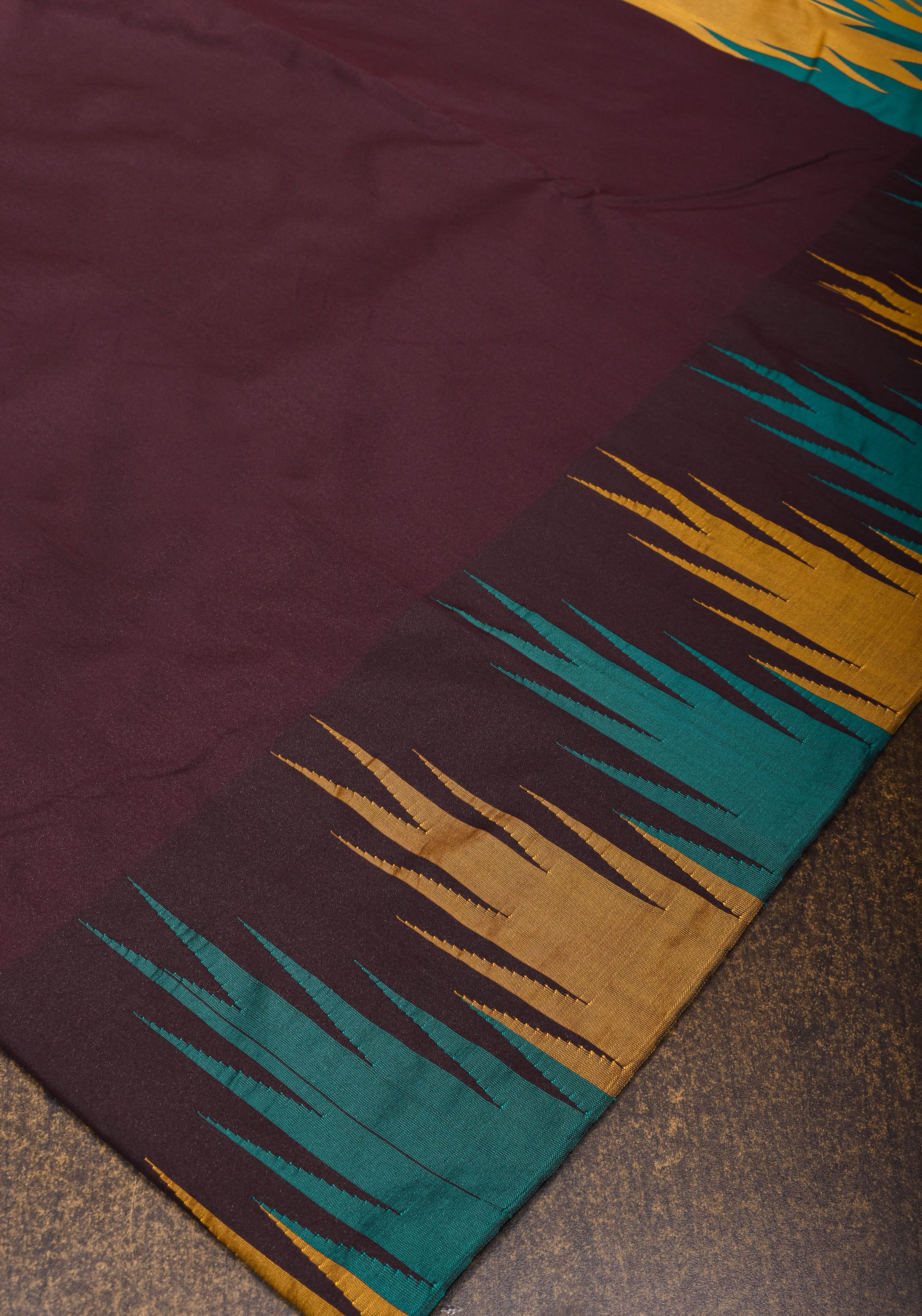 Brown Art Silk Saree with Two Color Temple Border | Shobitam