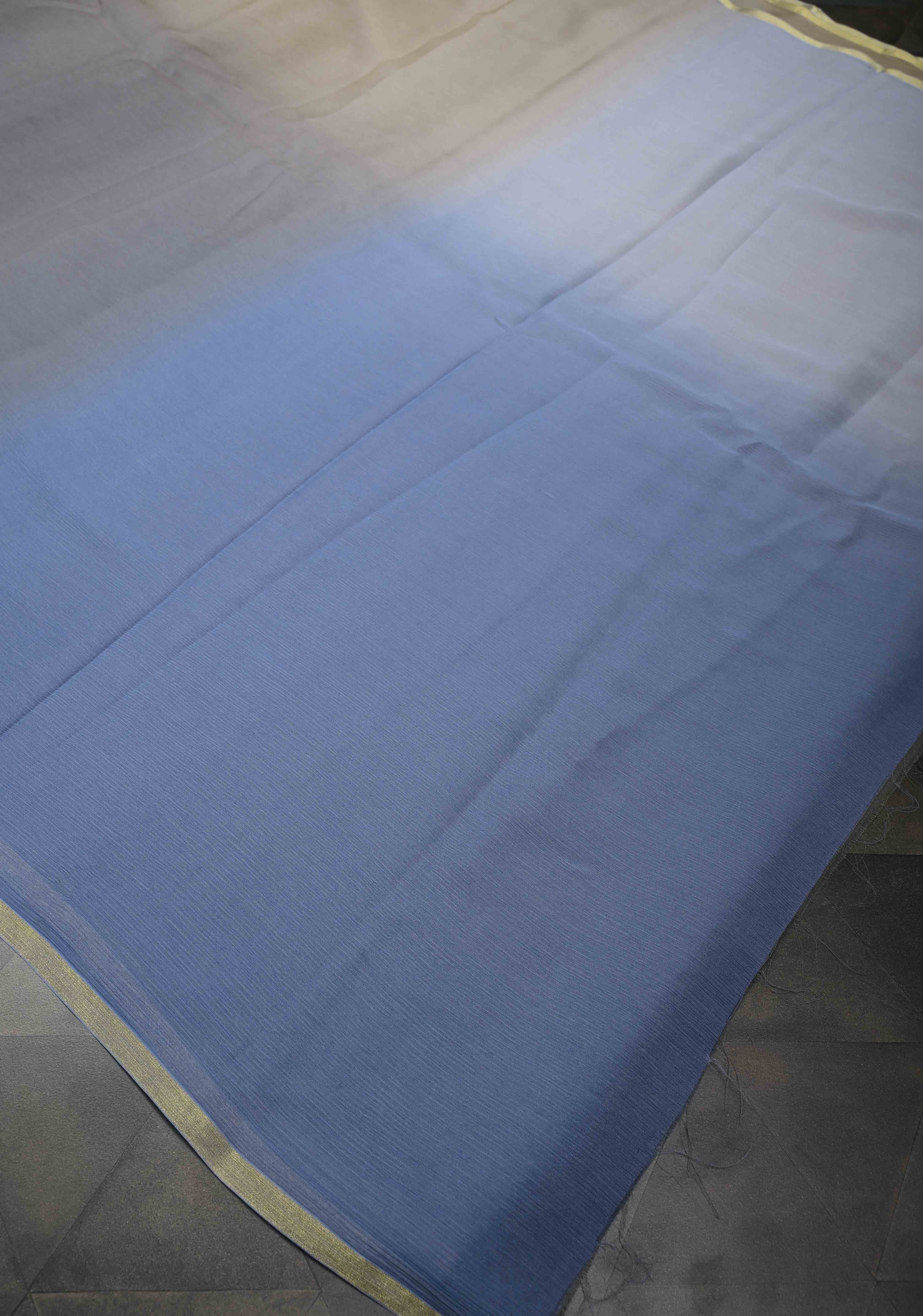 Multicolor Bollywood style ombré pure chiffon saree , No Blouse Piece | Shobitam