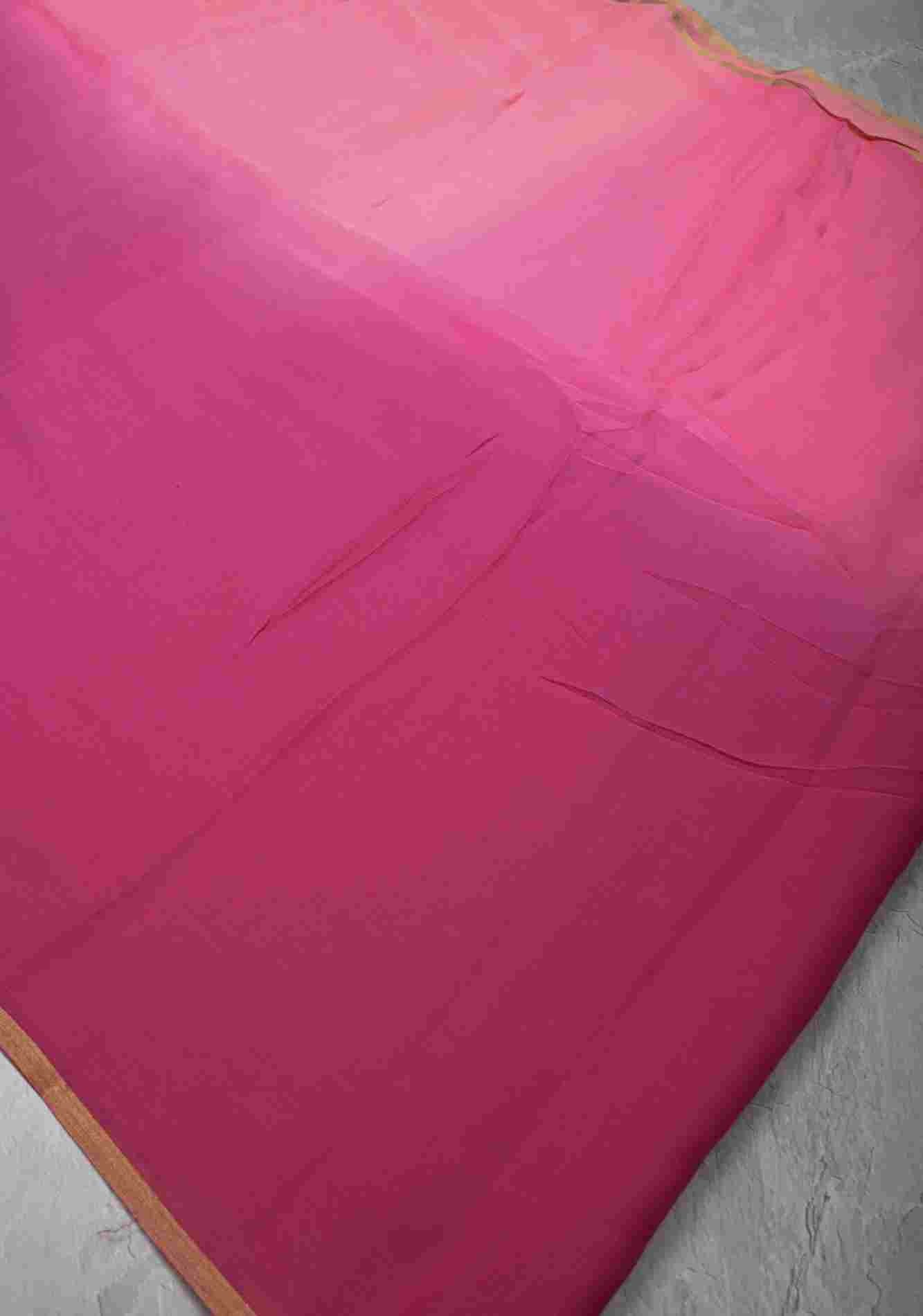 Bollywood style ombre pure chiffon Saree in Coral and Blush Pink, No Blouse Piece READY To  Wear Saree