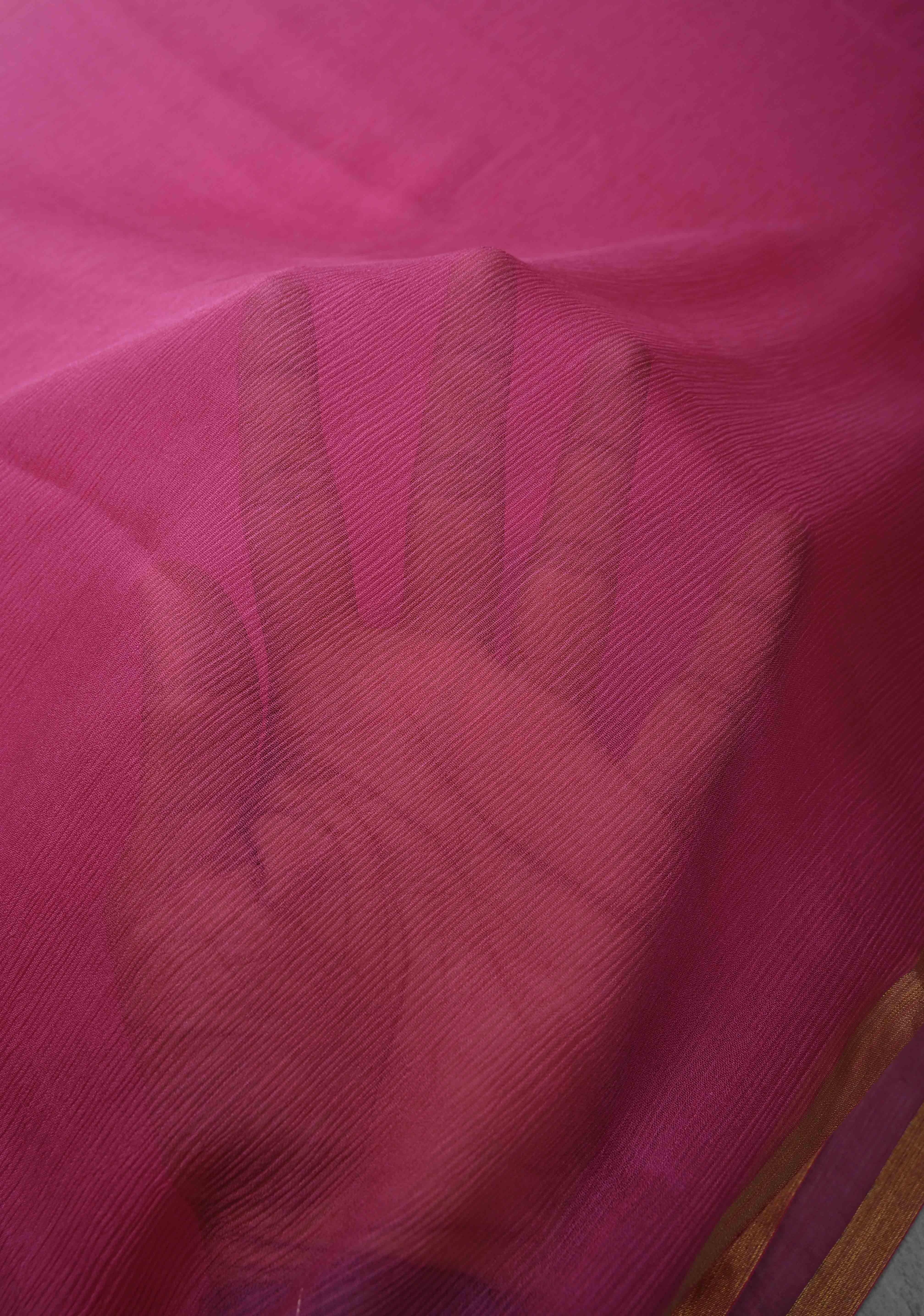 Bollywood style ombre pure chiffon Saree in Coral and Blush Pink, No Blouse Piece | Shobitam