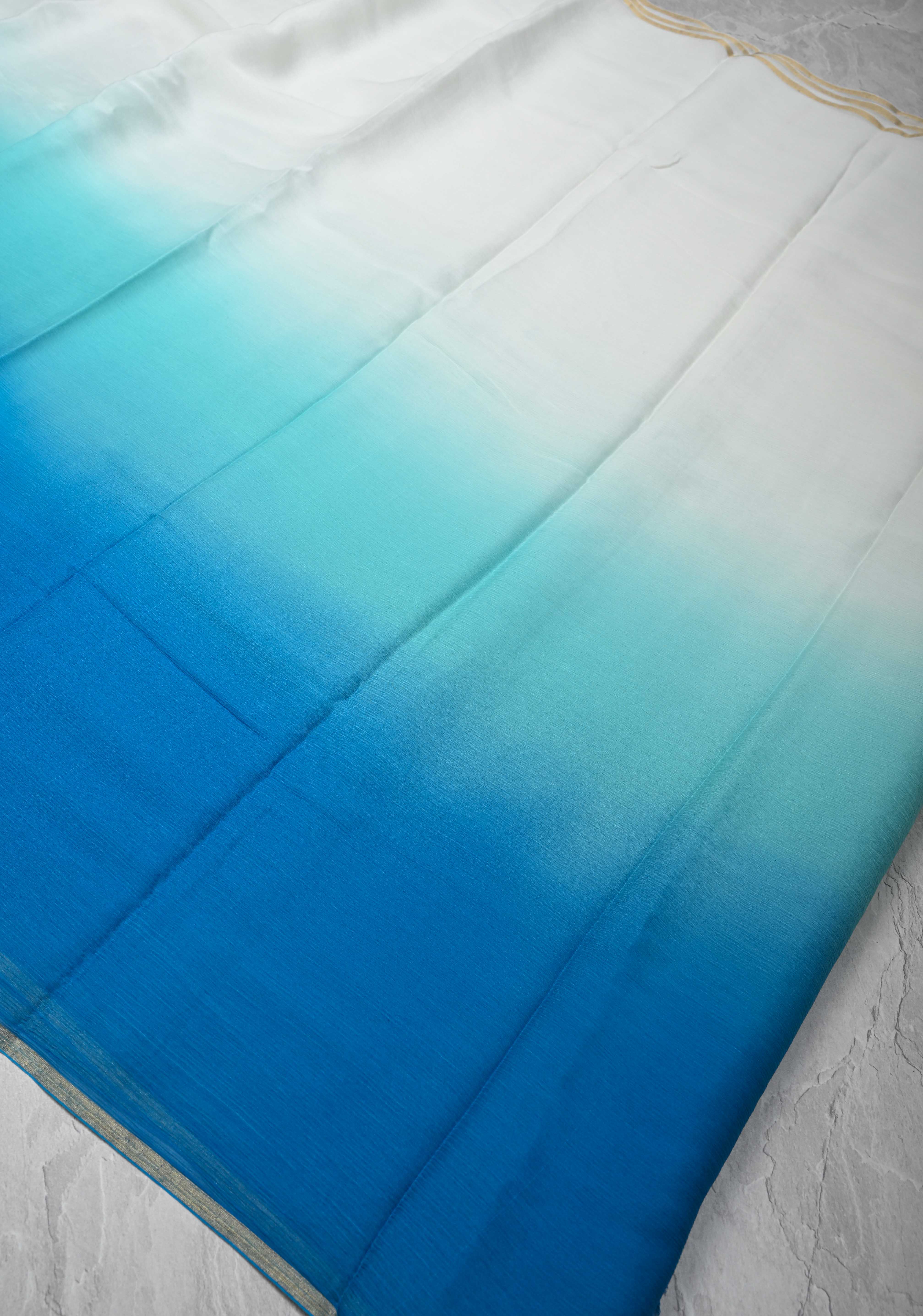 Bollywood style ombre pure chiffon Saree in Multicolor, No Blouse Piece | Shobitam