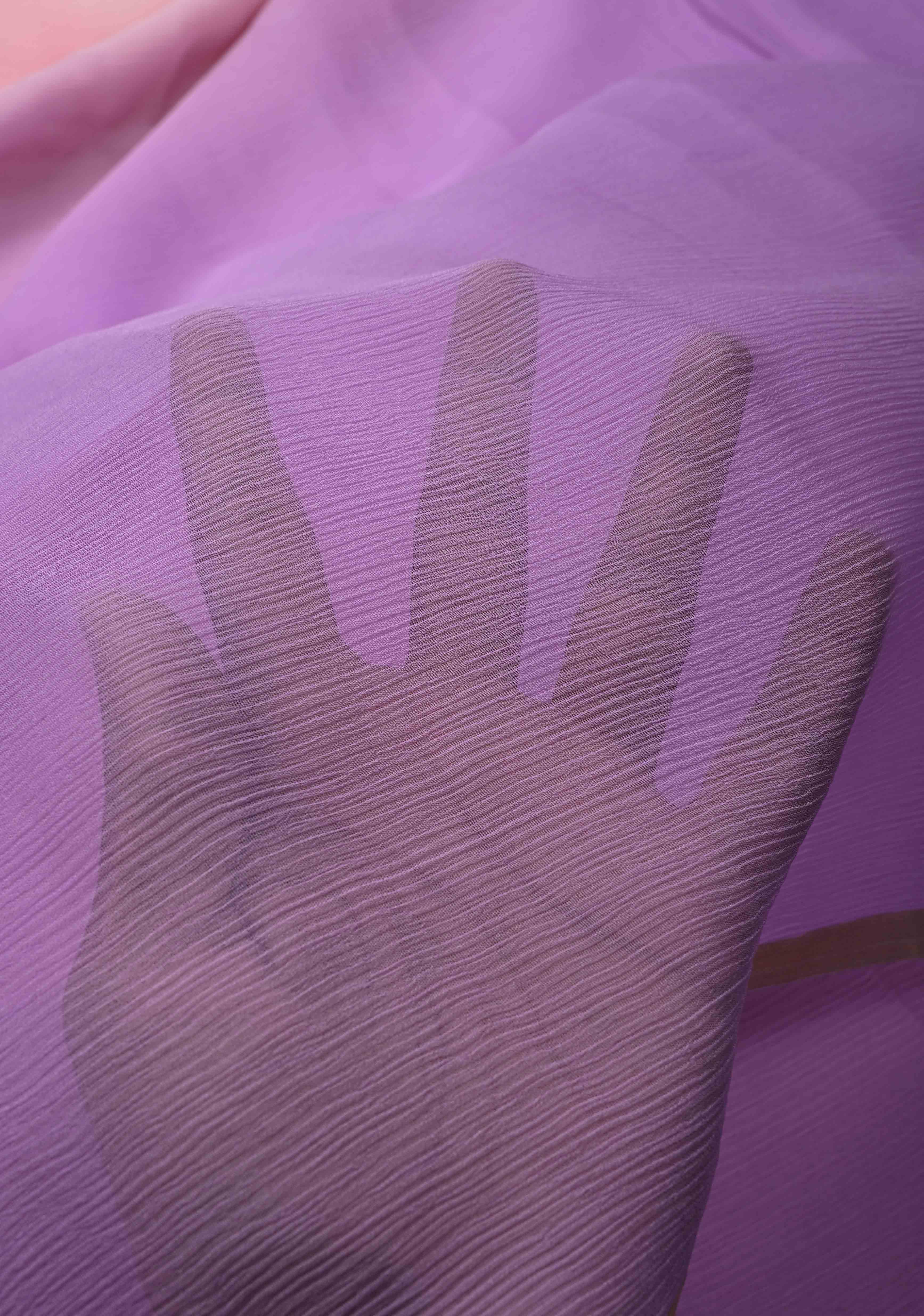 Bollywood style ombre pure chiffon Saree in Lavender and Peach, No Blouse Piece | Shobitam