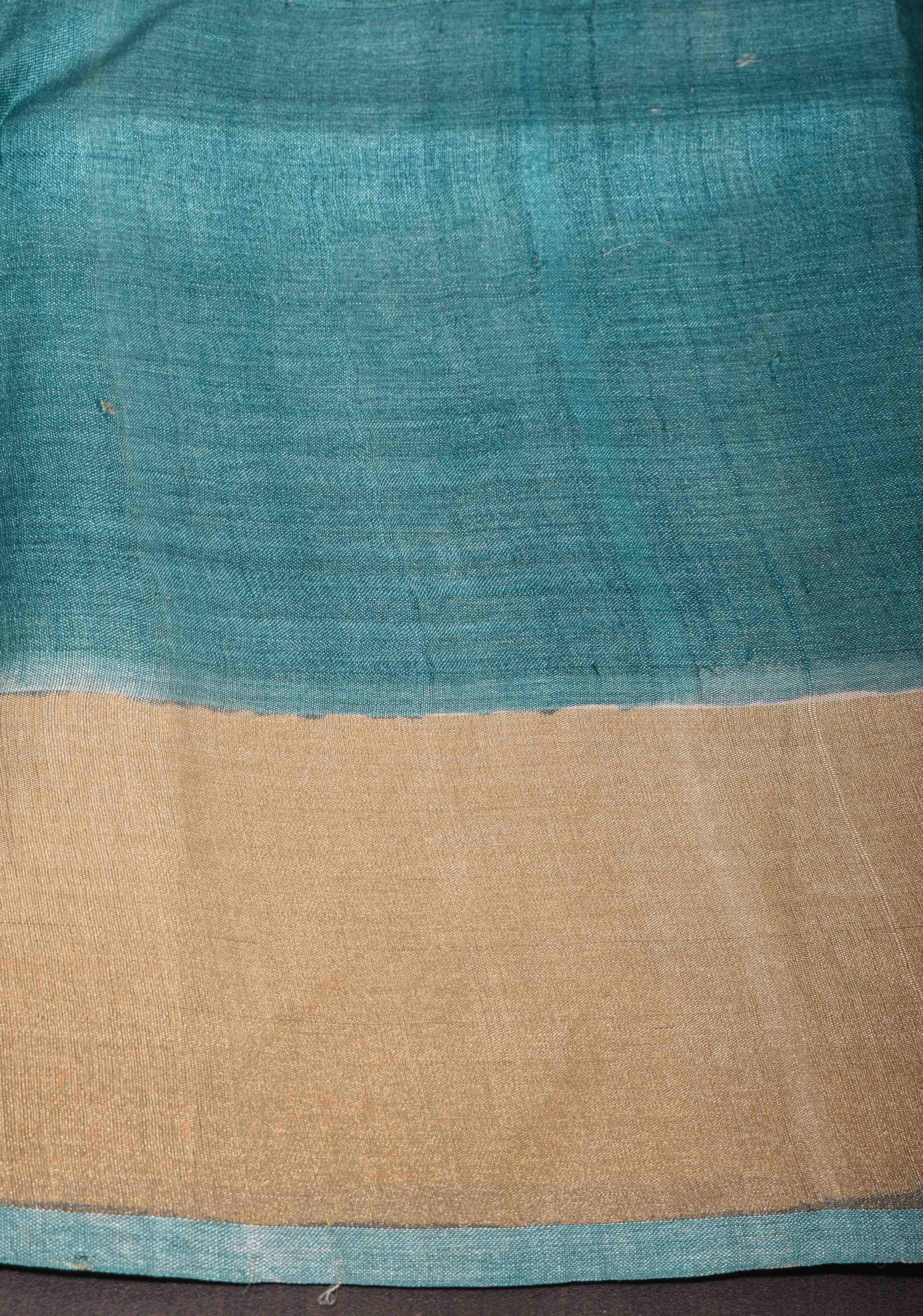Beige Jari Tussar Saree with Hand Painted Kalamkari Floral Vines and Zari Border | SILK MARK CERTIFIED | Shobitam