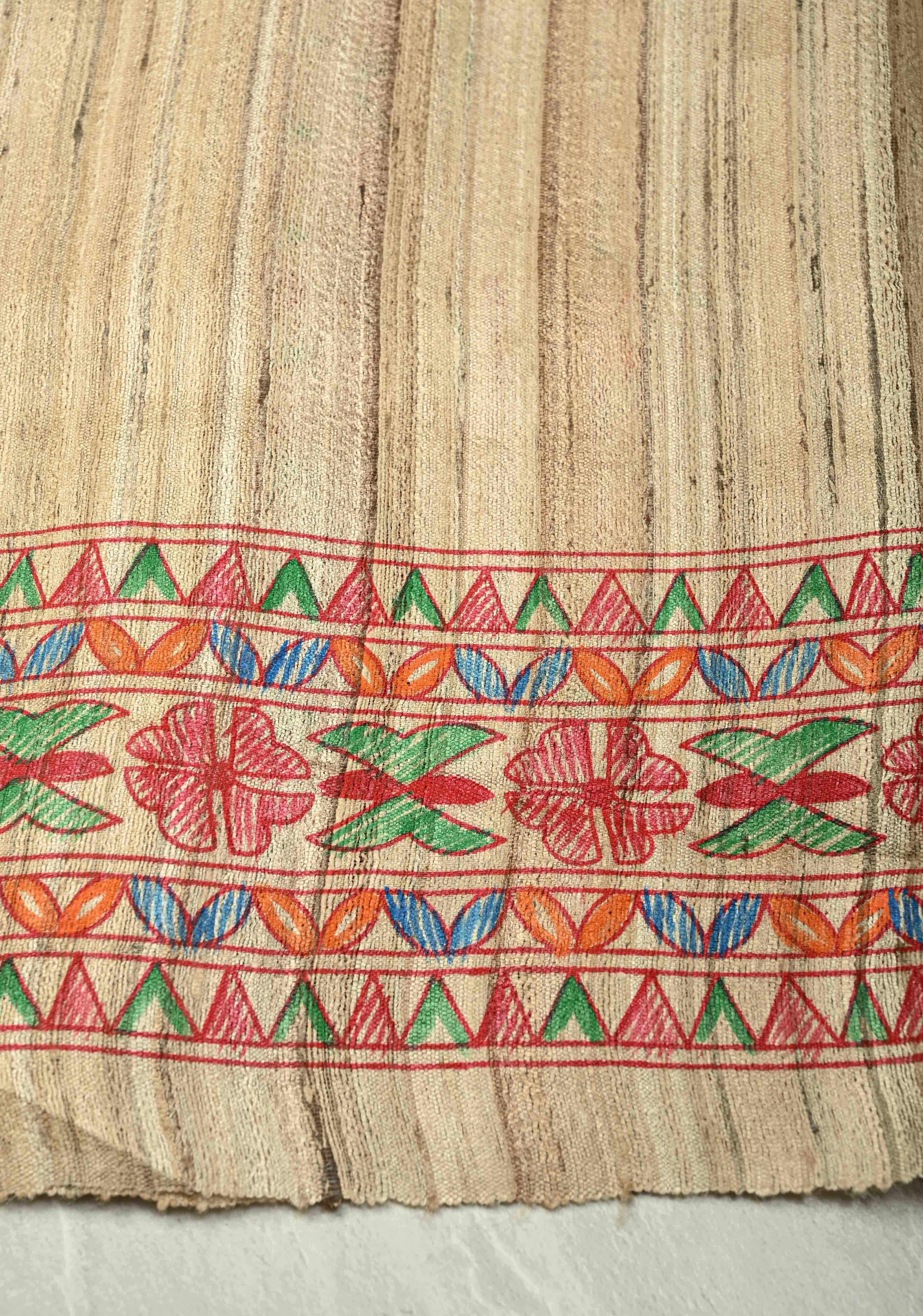 Kora Color Pure Handloom Tussar Silk Saree with Bengali  Shaadi Madhubani Hand-Painted   | SILK MARK CERTIFIED | Shobitam