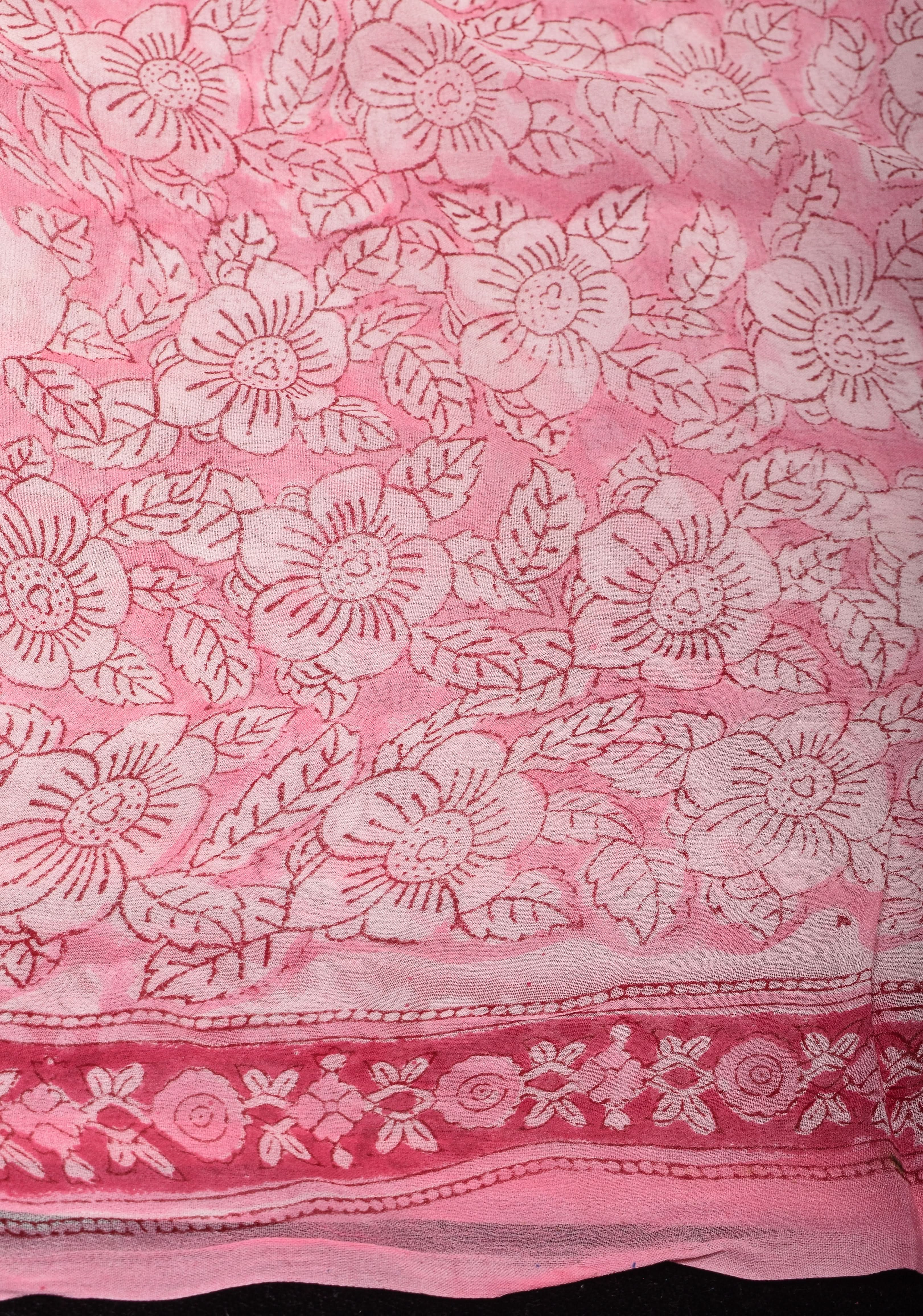 Pale Pink Georgette Saree with Sanganeri Hand Block Print