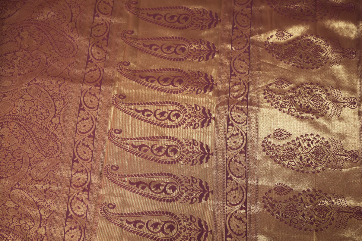 Tomato Red dhoop chaanv kanchipuram silk blend with pattu border wrap in 1 minute