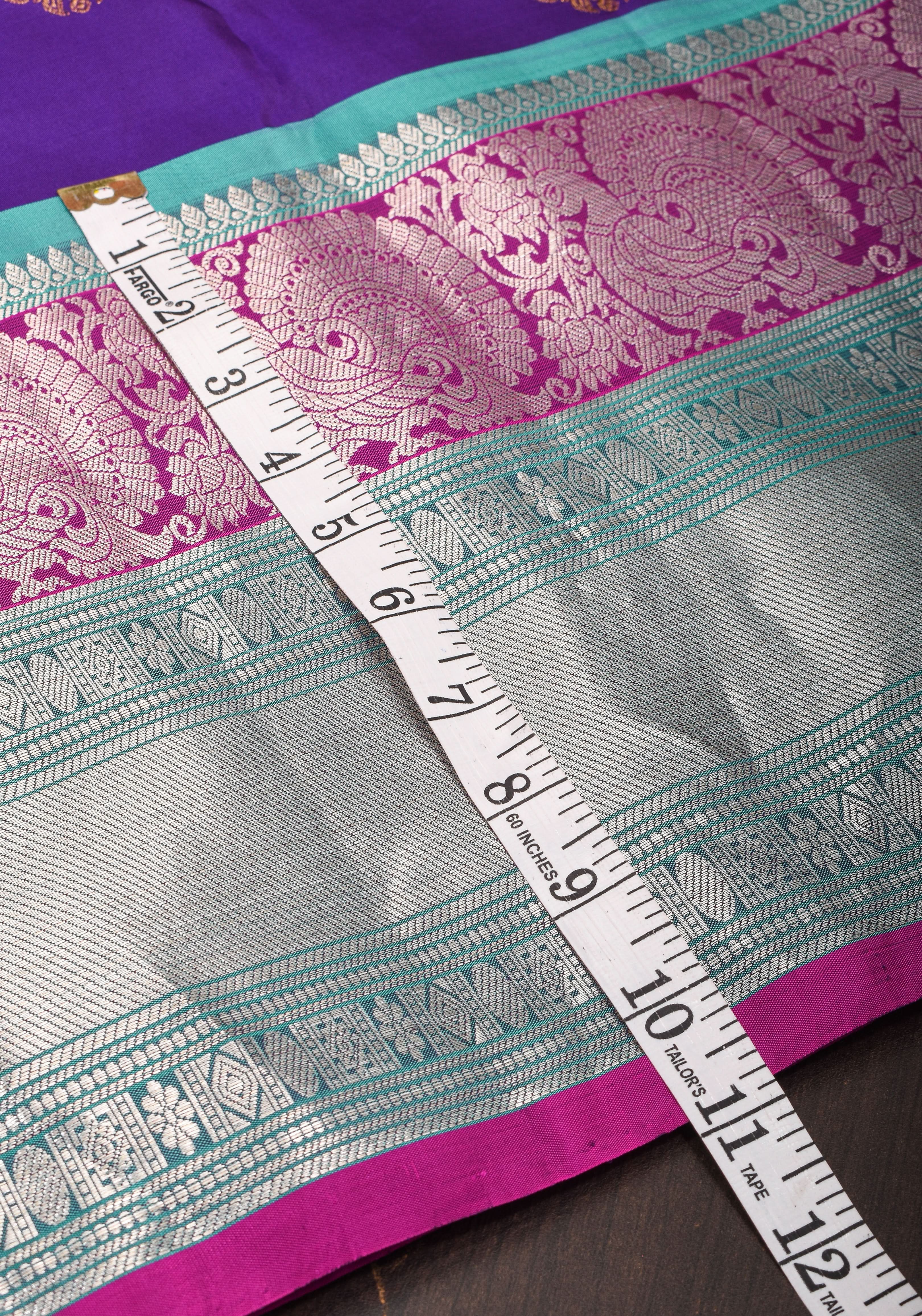 Muggu Design Meenakari Gadwal Silk Saree in Purple with Two Tone  Border | SILK MARK CERTIFIED | Shobitam