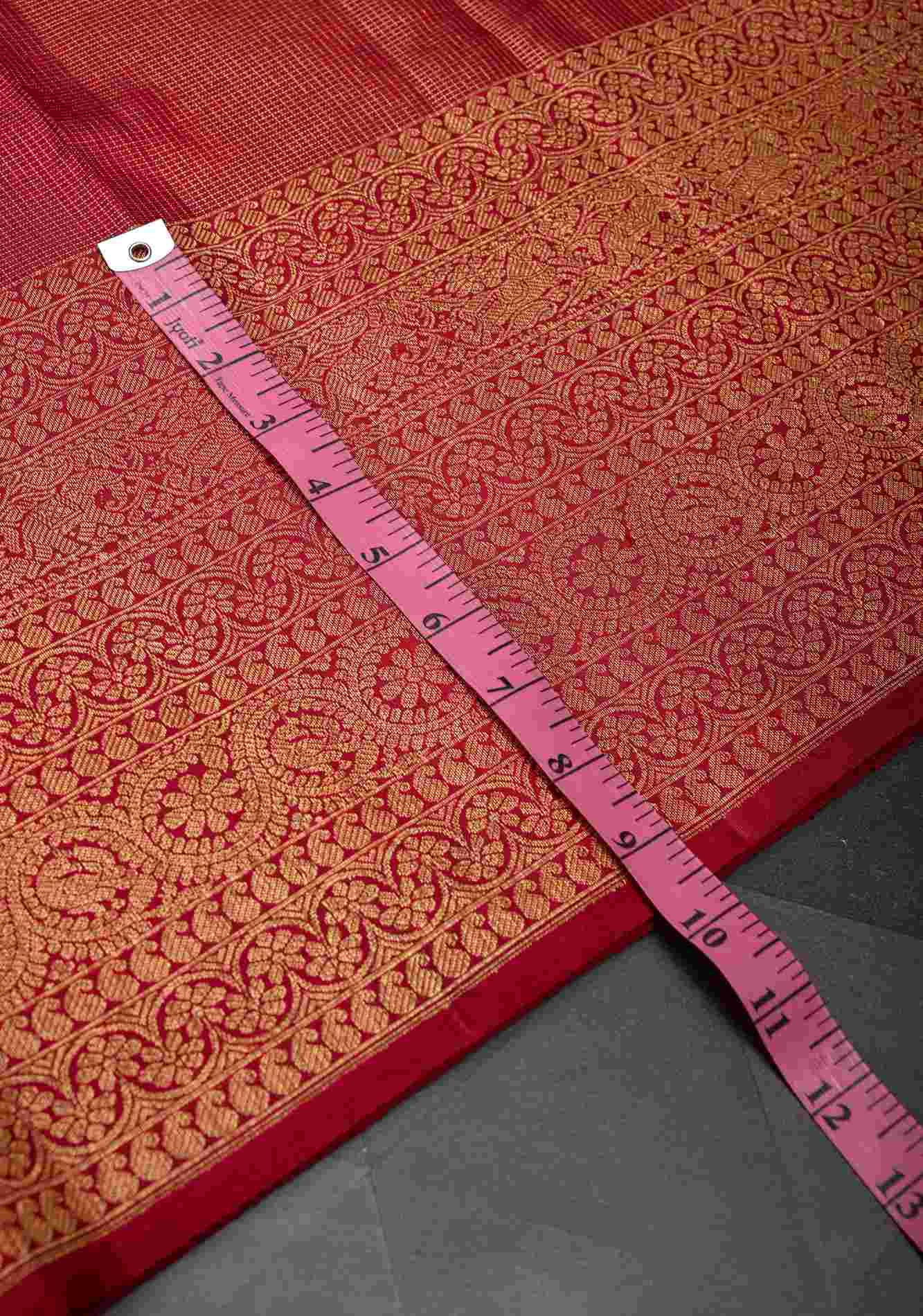 Stunning Brick Red Gadwal Silk Saree with Podi-Kattam Zari Checks and Wide Zari Border | SILK MARK CERTIFIED Ready To Wear Saree