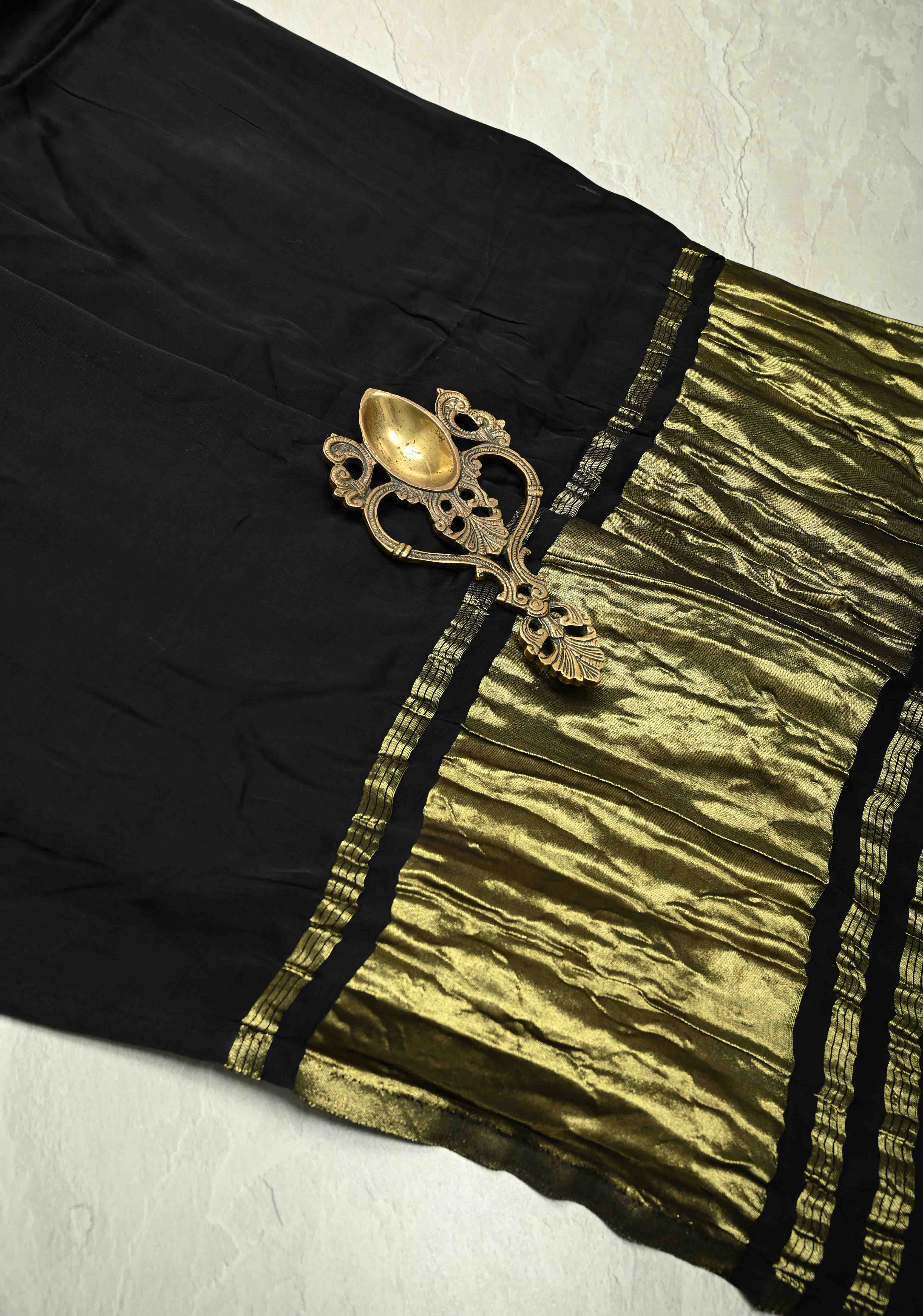 Black Modal Silk Saree with Lagda Patta zari Pallu | Shobitam