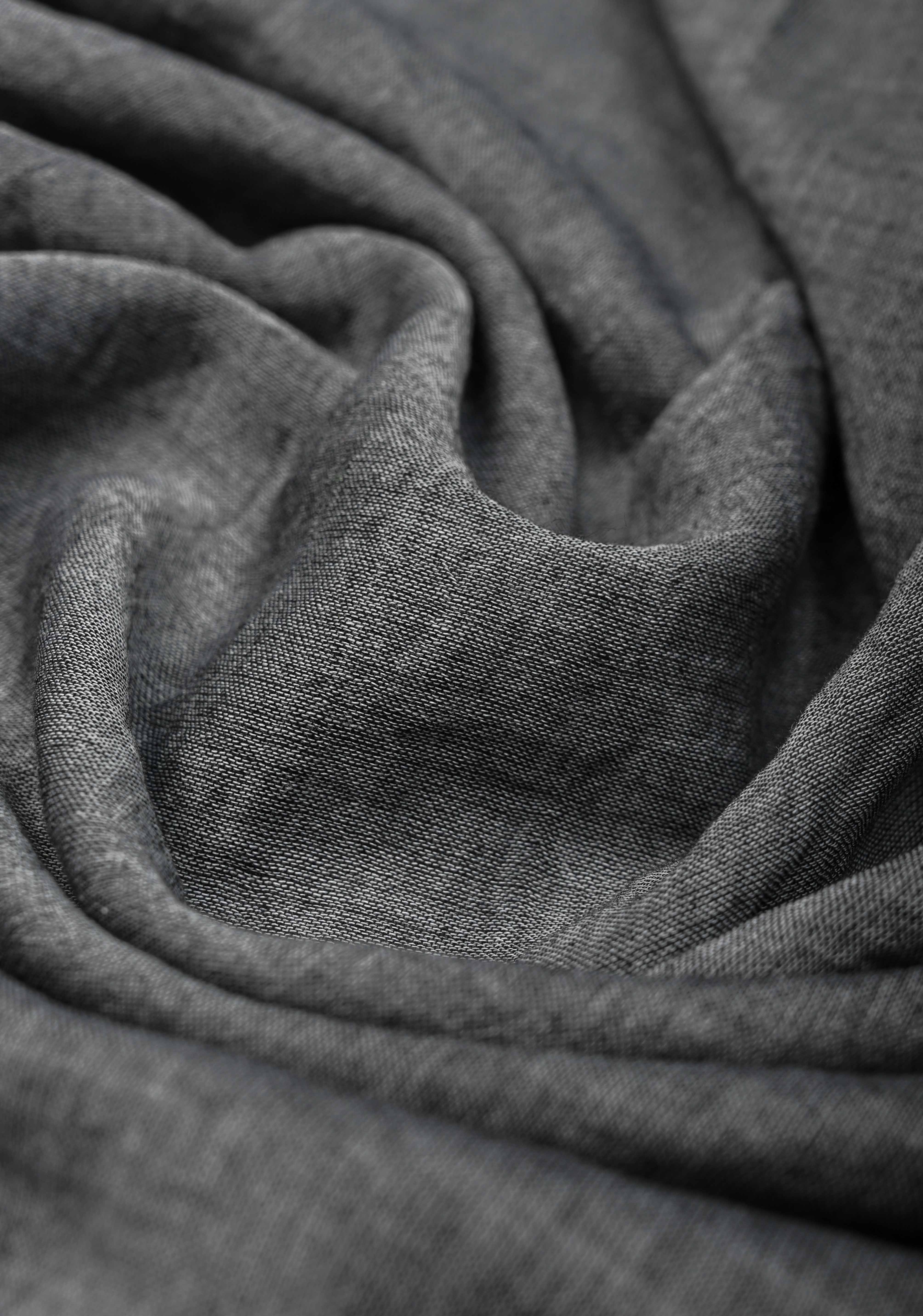 Gray Mulmul Cotton Saree with Yellow Long Tassels, No Blouse Piece | Shobitam