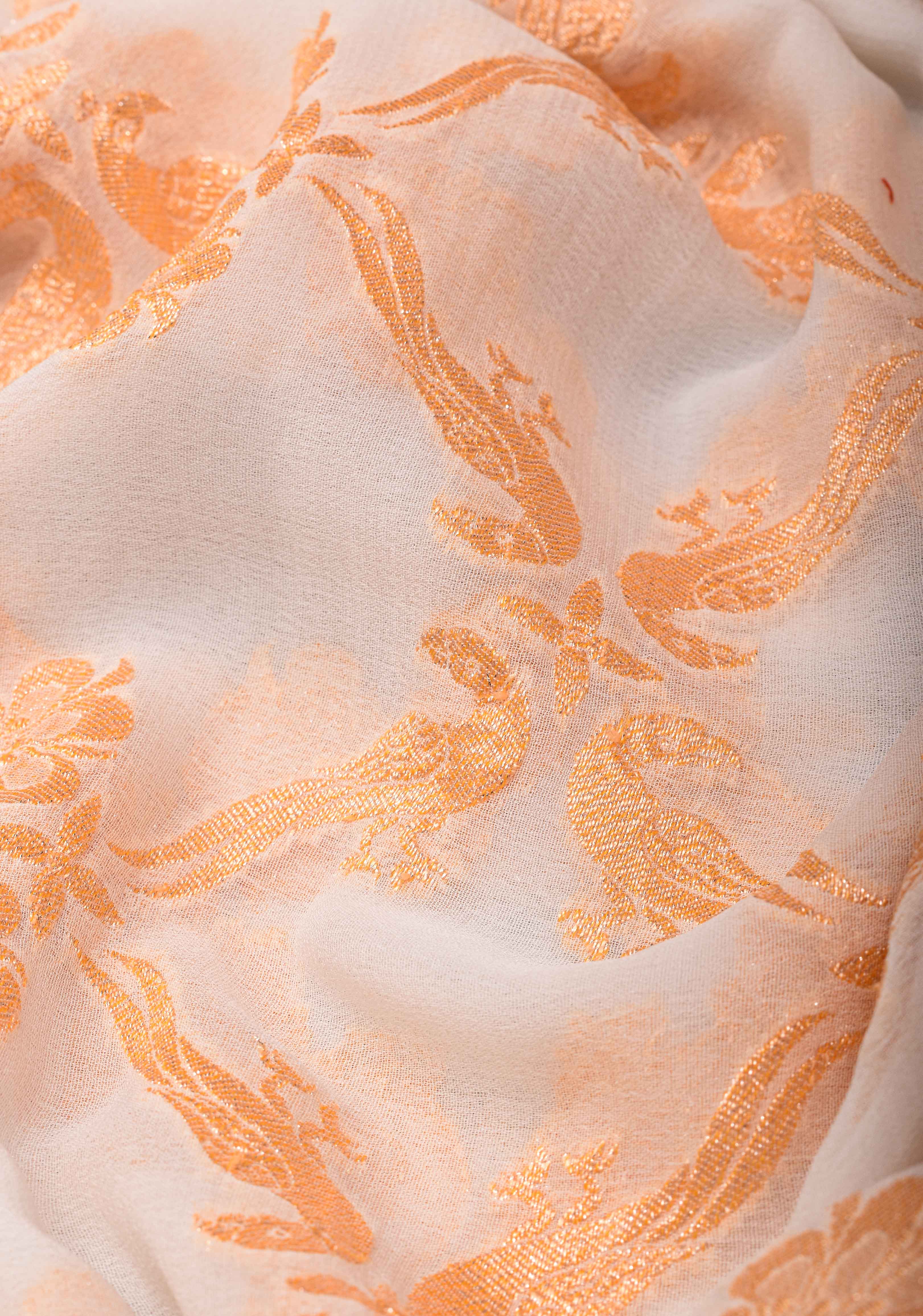 Vidya Balan White Banarasi Georgette Silk Saree with Shikaargah Jaal and Zari Border | SILK MARK CERTIFIED | Shobitam