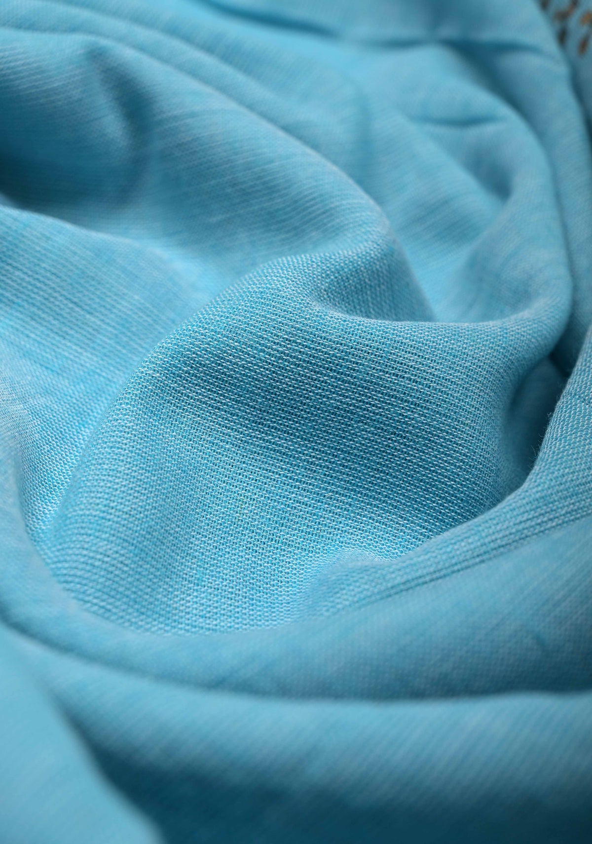 Aqua Blue Uppada Handloom Cotton Saree with Tree of life Buttas on Border and Pallu | SHOBITAM
