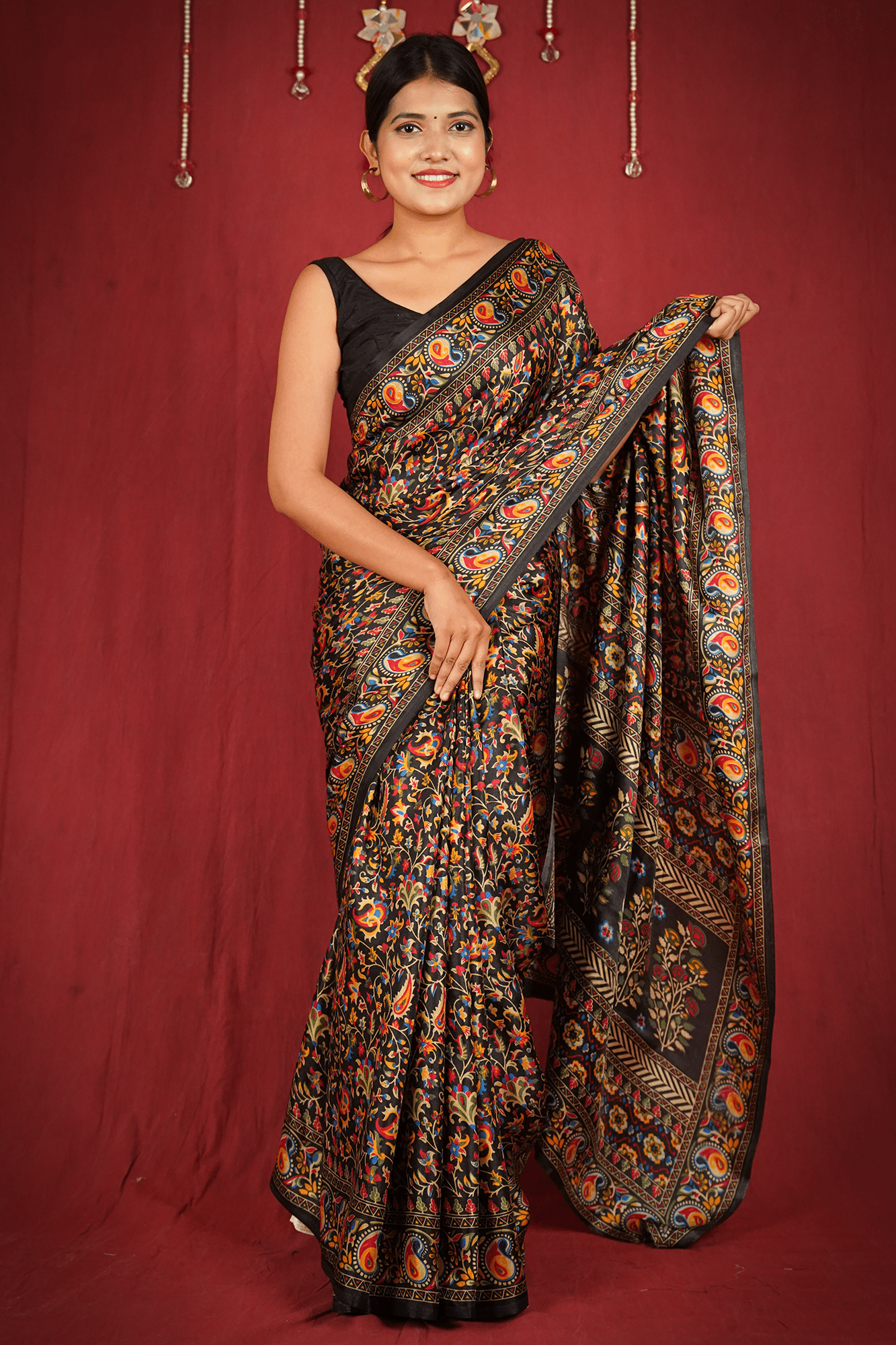 Ready to wear Pashmina Silk Kalamkari Blend Wrap in 1 minute saree with stitched blouse - Isadora Life Online Shopping Store