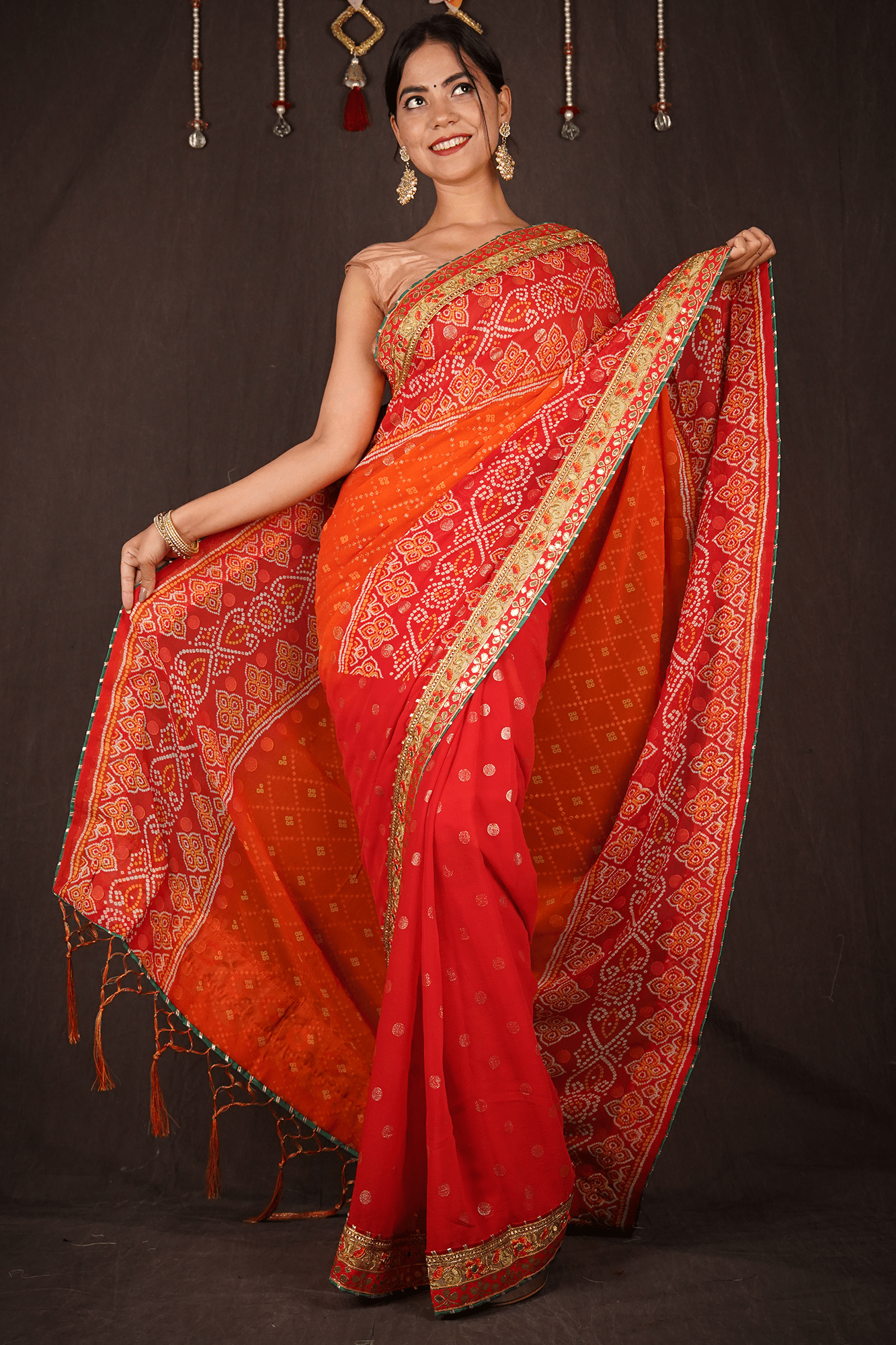 Chiffon bandhani saree online discount