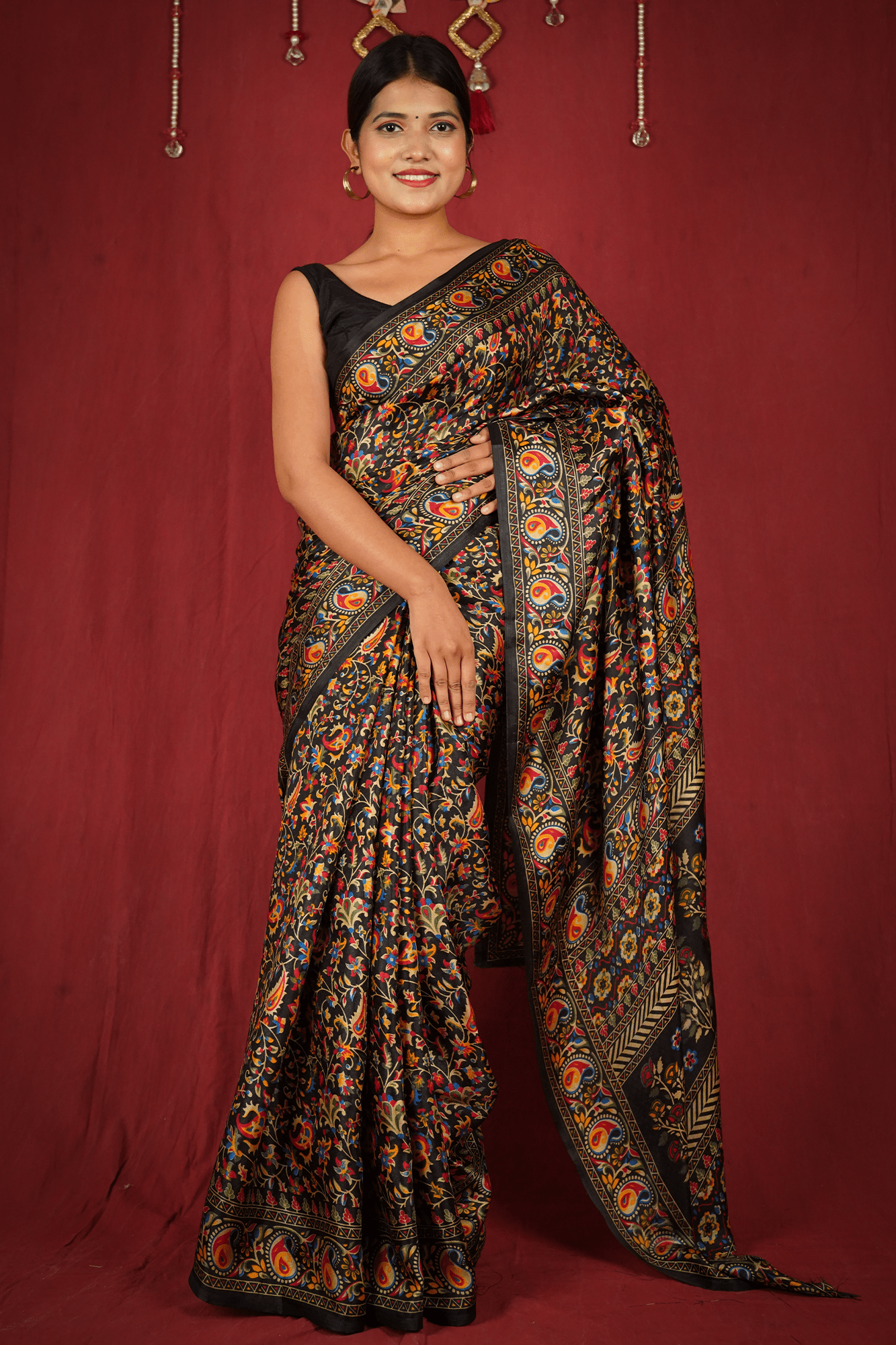Ready to wear Pashmina Silk Kalamkari Blend Wrap in 1 minute saree with stitched blouse - Isadora Life Online Shopping Store