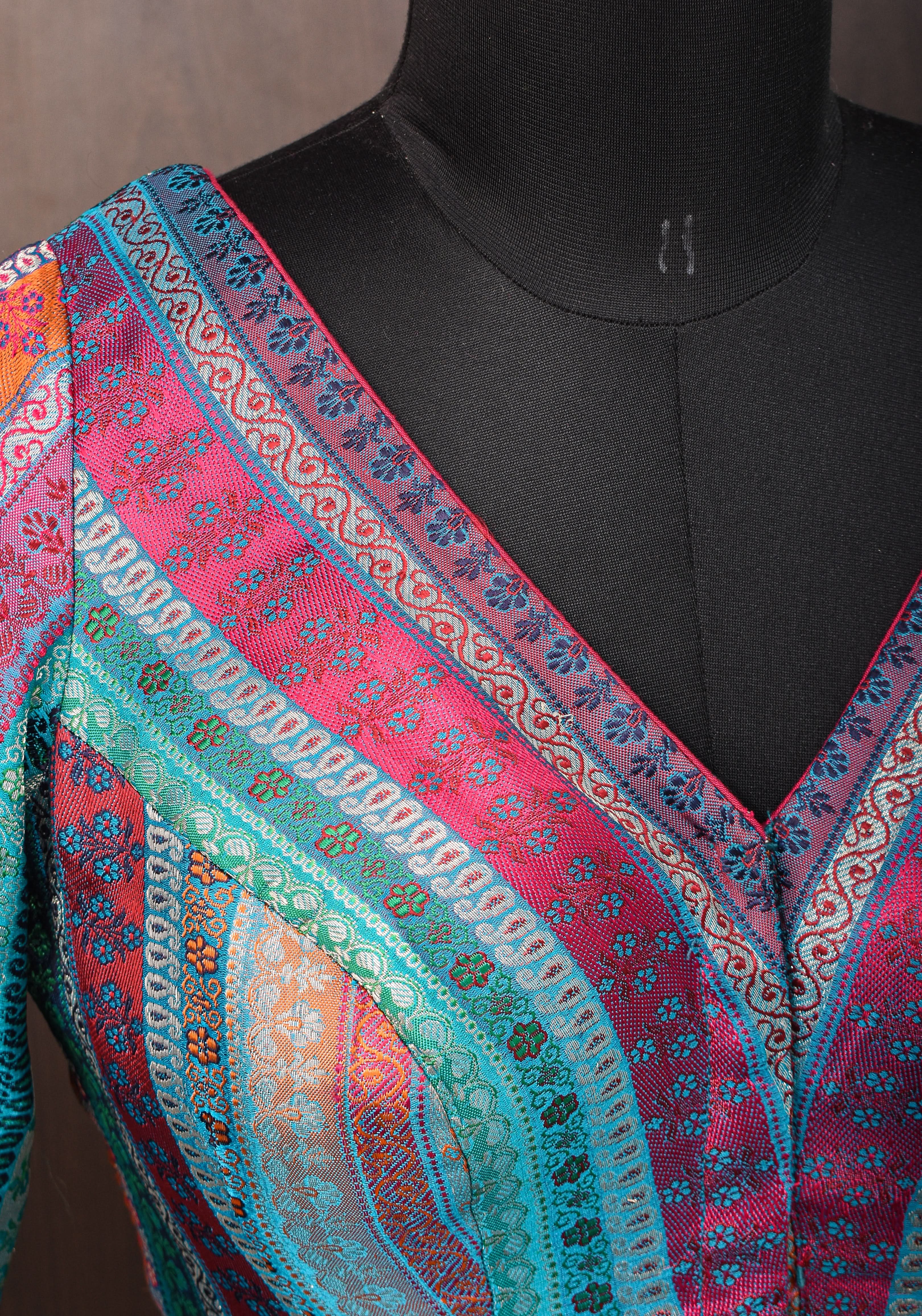 Multicolor Blouse in Banarasi Brocade Fabric with V Neck | Shobitam
